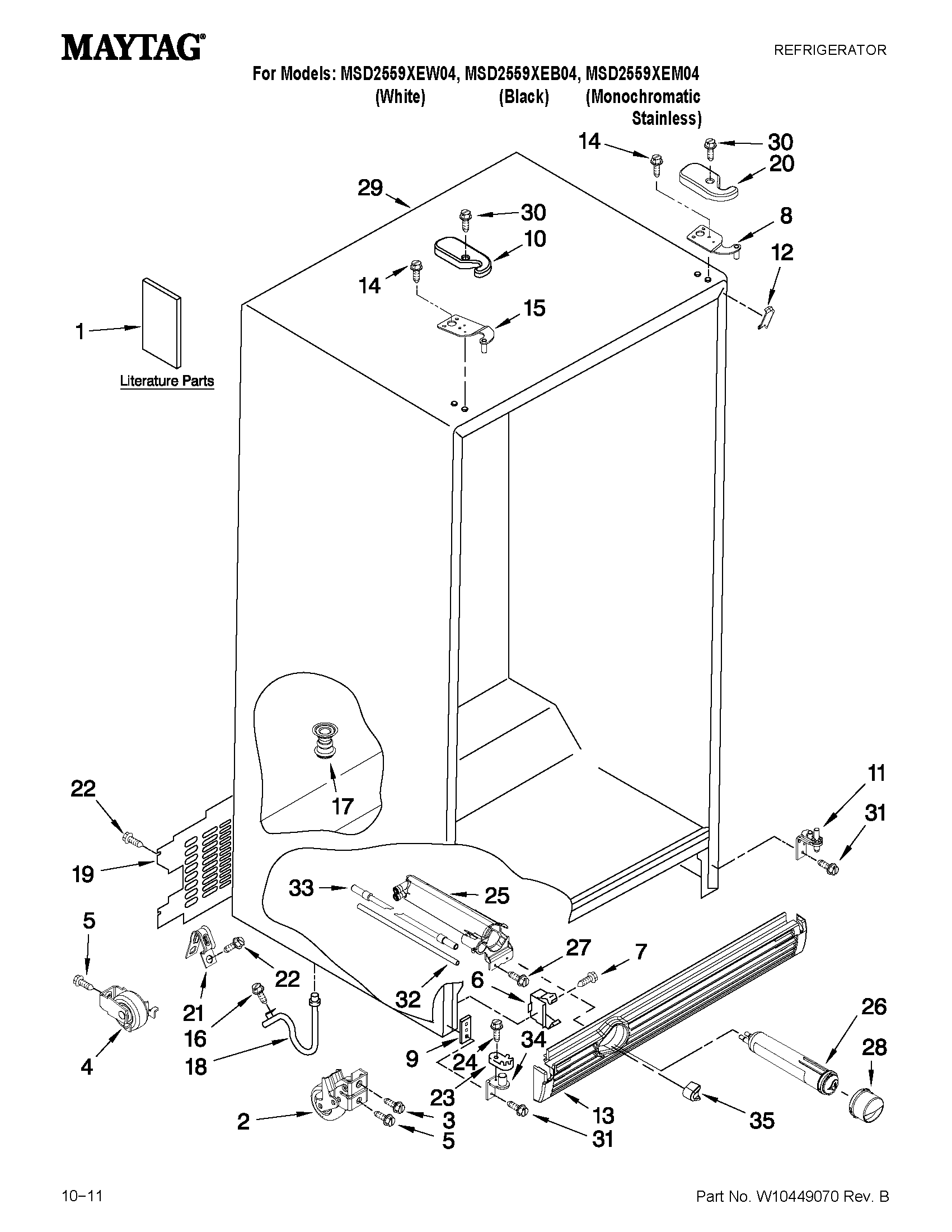 Maytag MSD2559XEB04 cabinet parts diagram