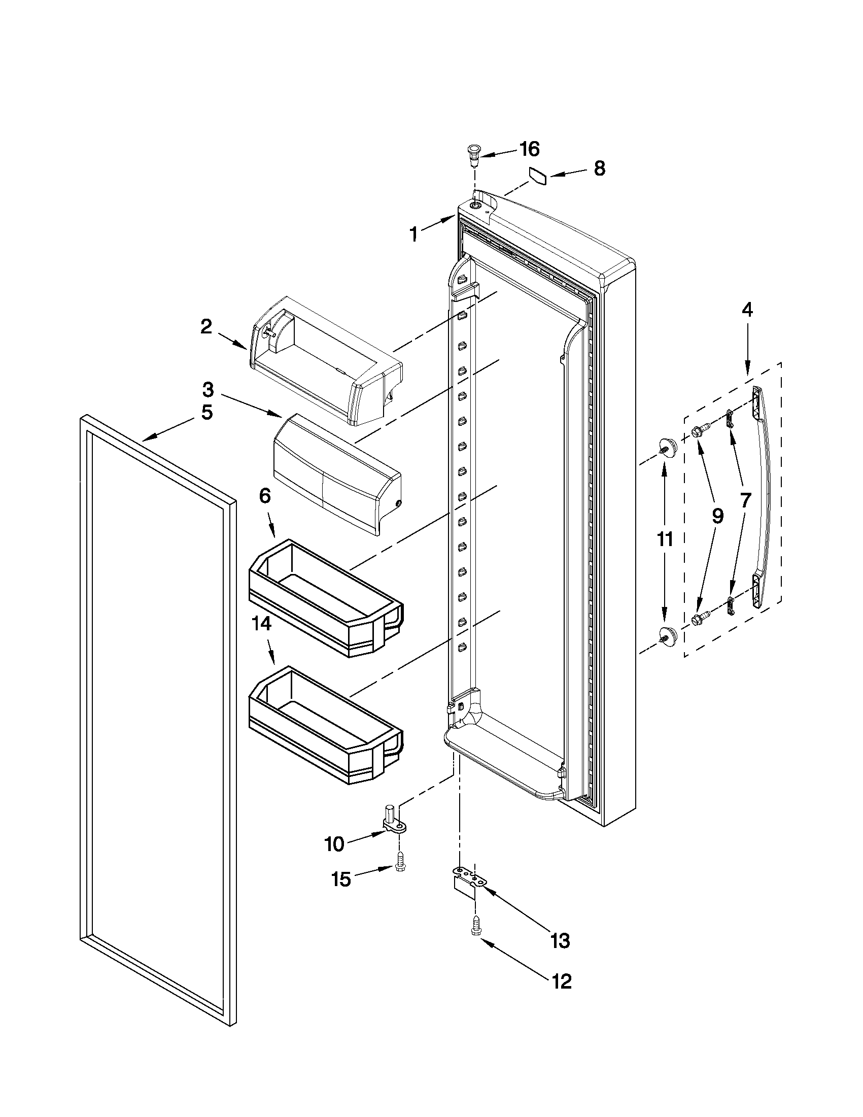 Maytag MSD2559XEB04 refrigerator door parts diagram