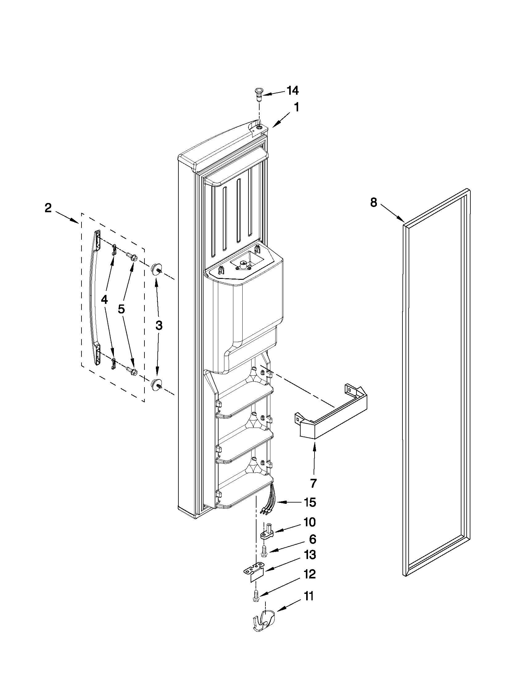Maytag MSD2559XEB04 freezer door parts diagram