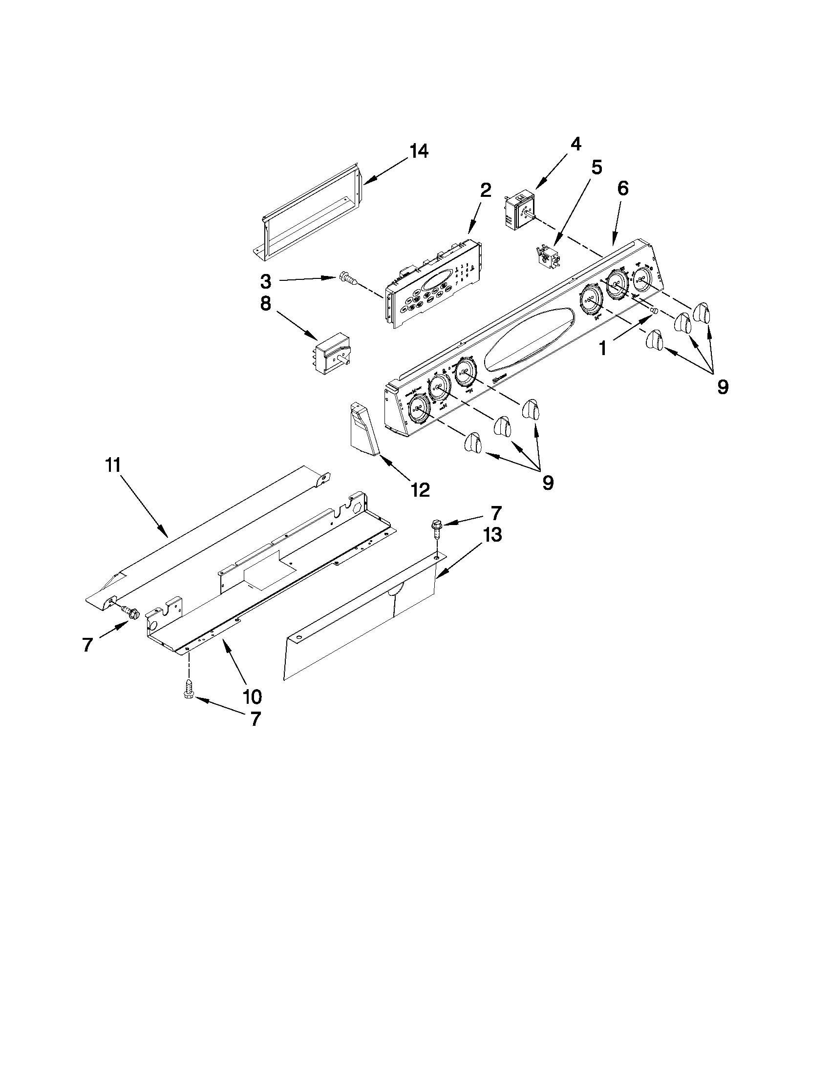 Maytag MES5875BCB21 control panel parts diagram