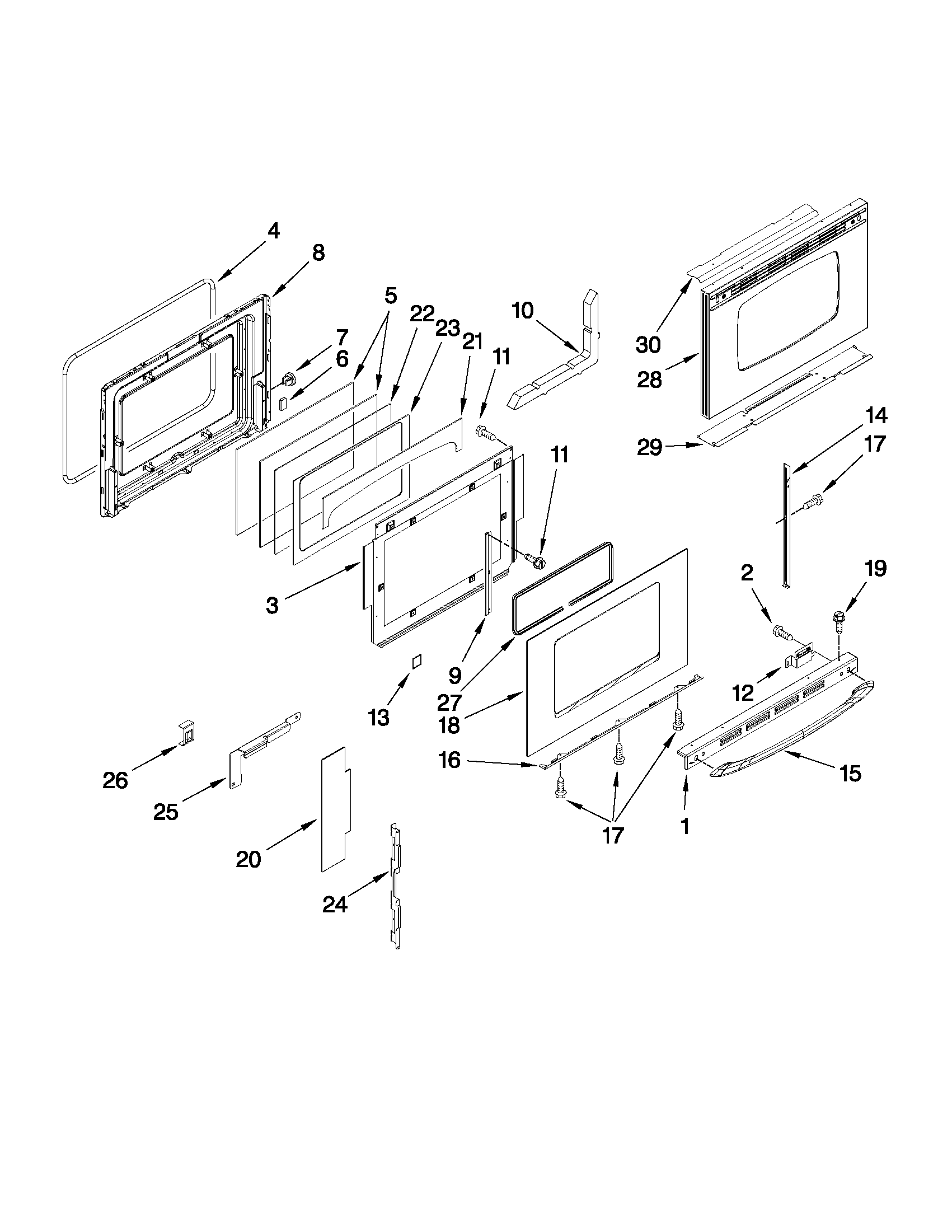 Maytag MES5875BCB21 door parts diagram