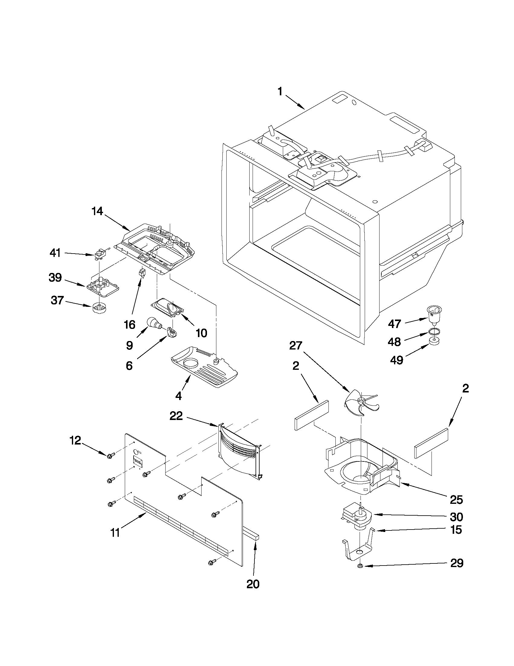 KitchenAid KBLA20EMSS00 freezer liner parts diagram