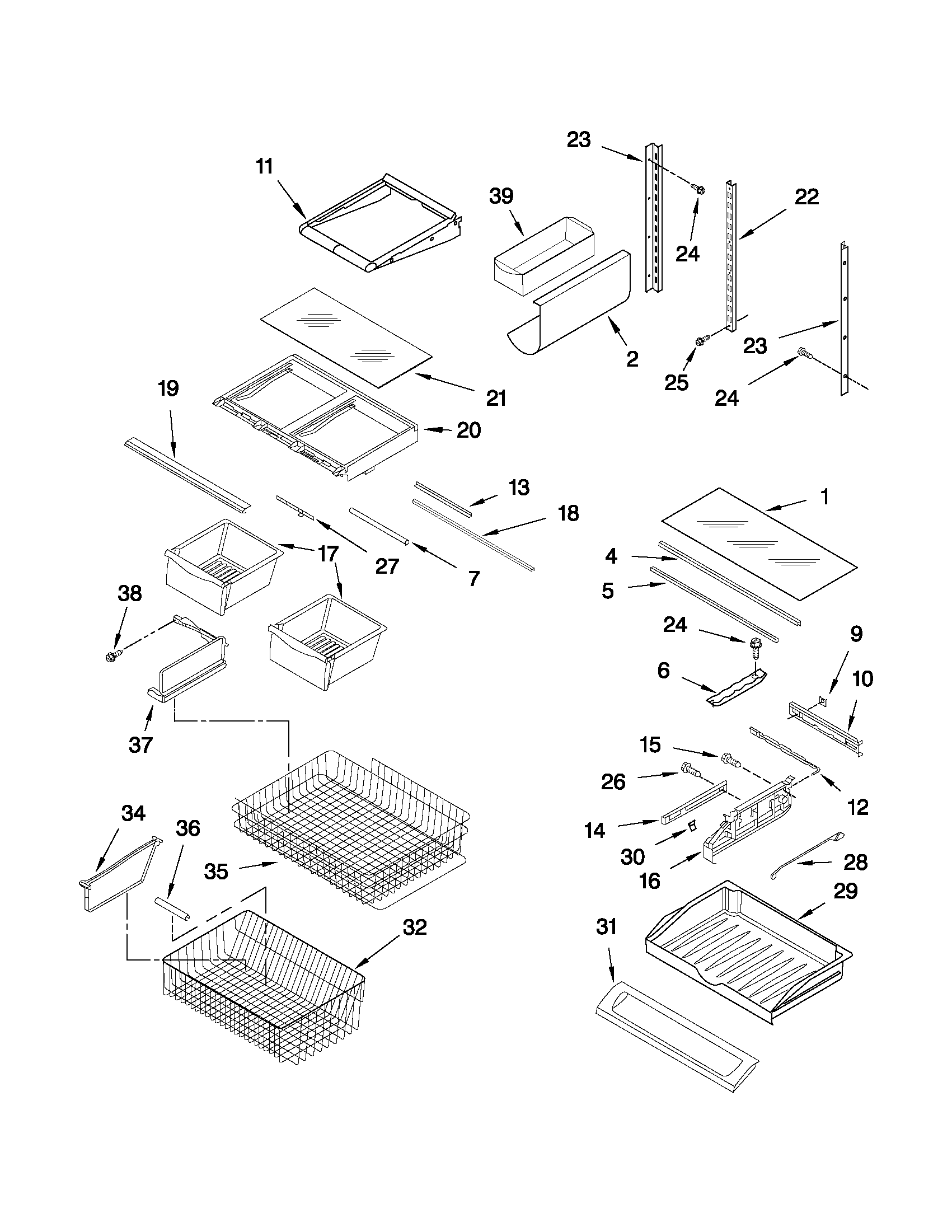 KitchenAid KBLA20EMSS00 shelf parts diagram