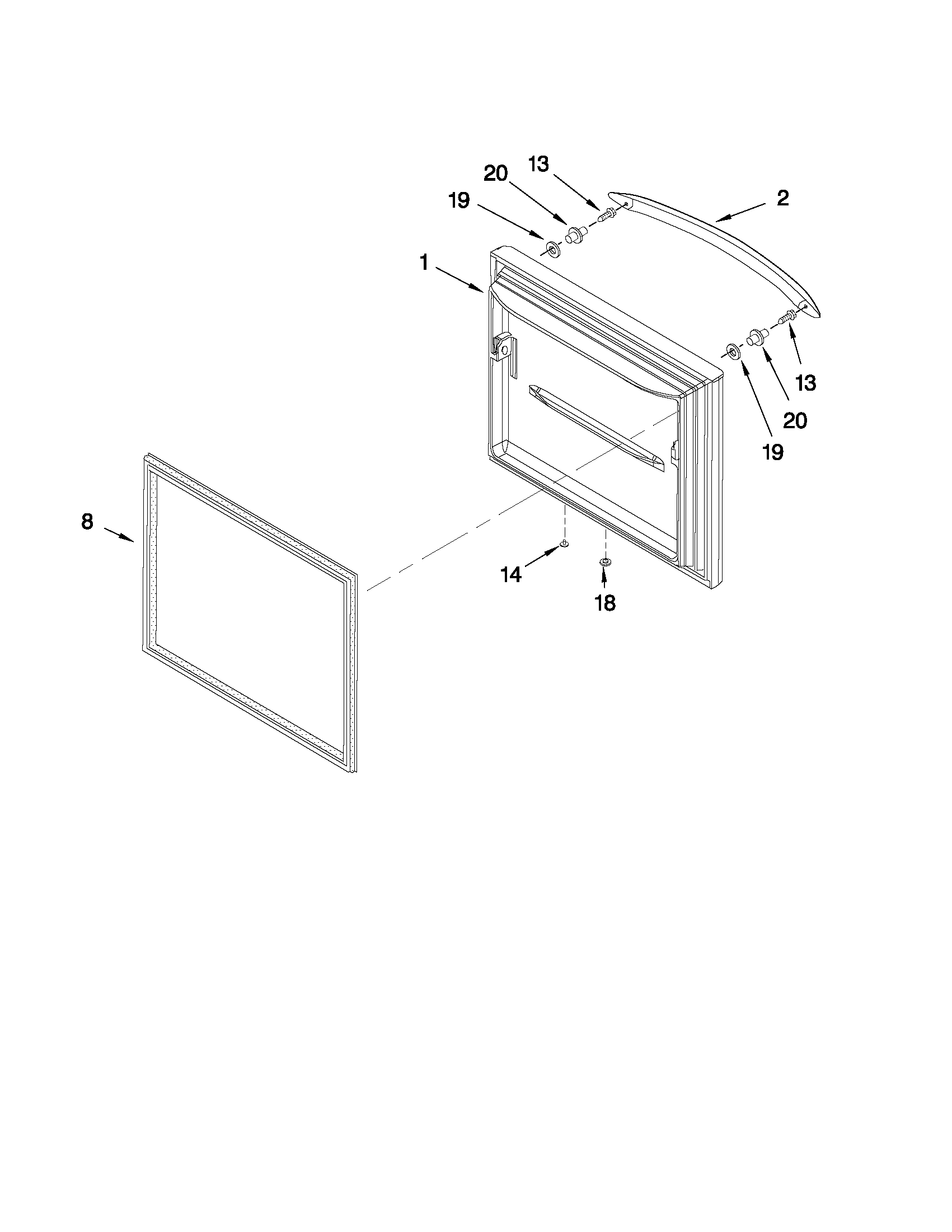 KitchenAid KBLA20EMSS00 freezer door parts diagram