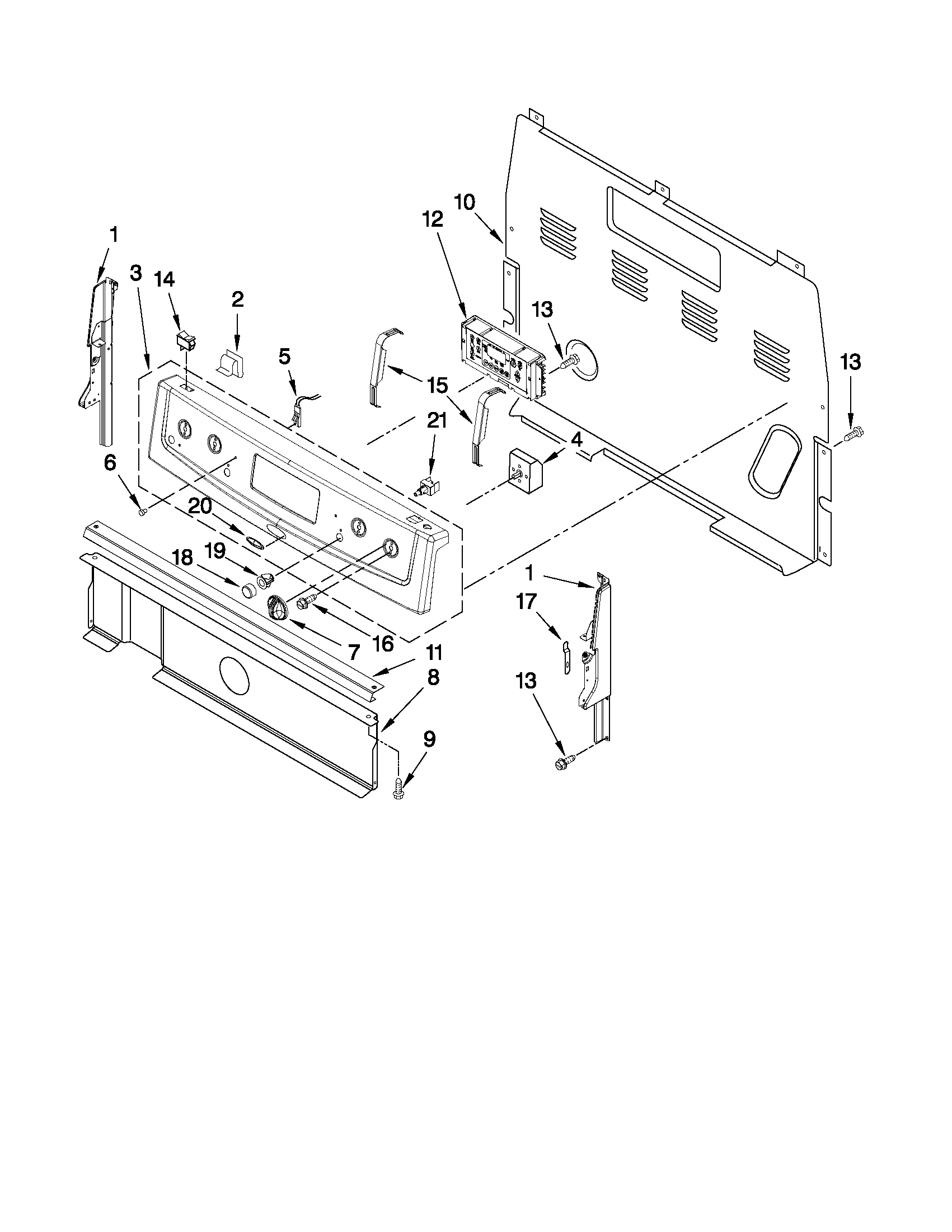 Whirlpool WFE381LVS0 control panel parts diagram