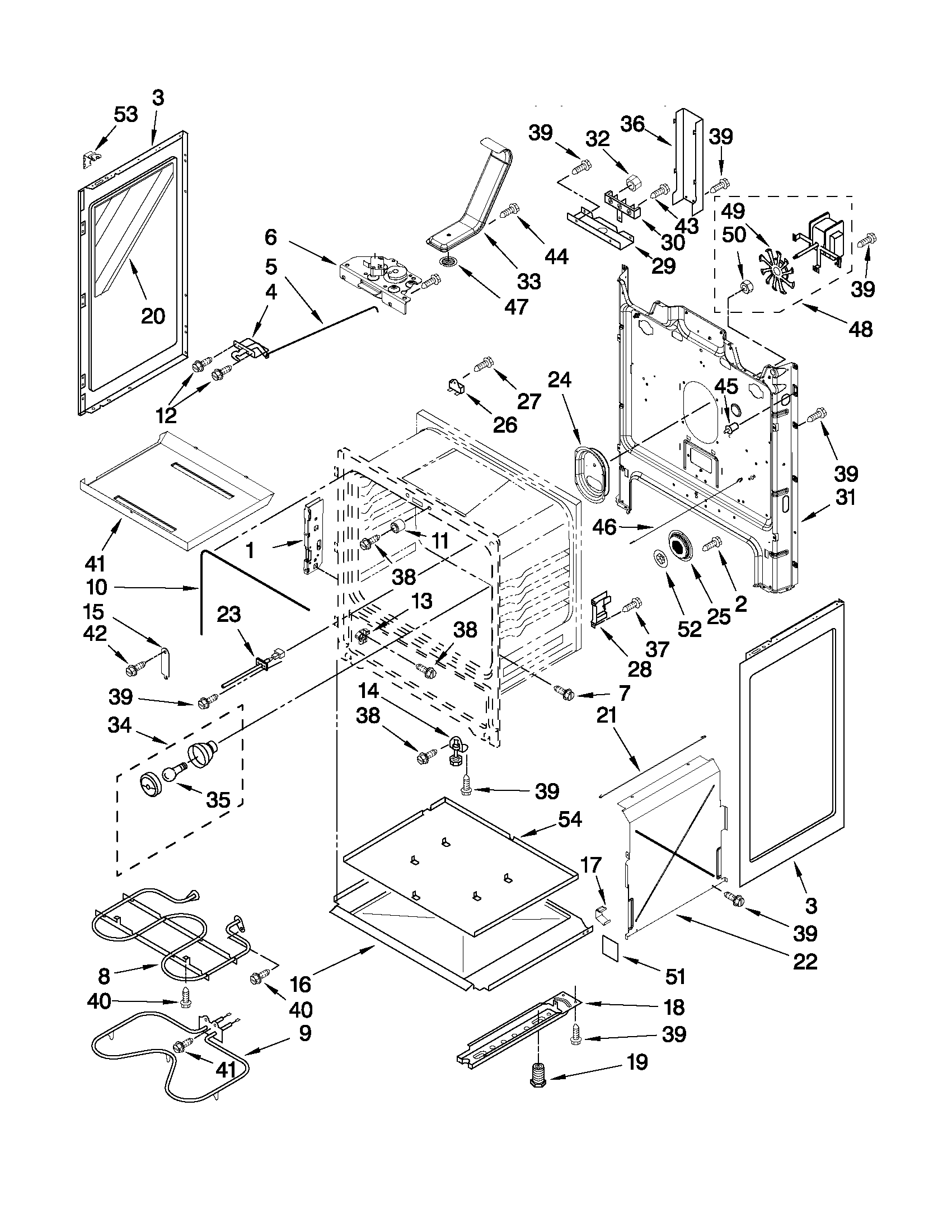 Whirlpool WFE381LVS0 chassis parts diagram