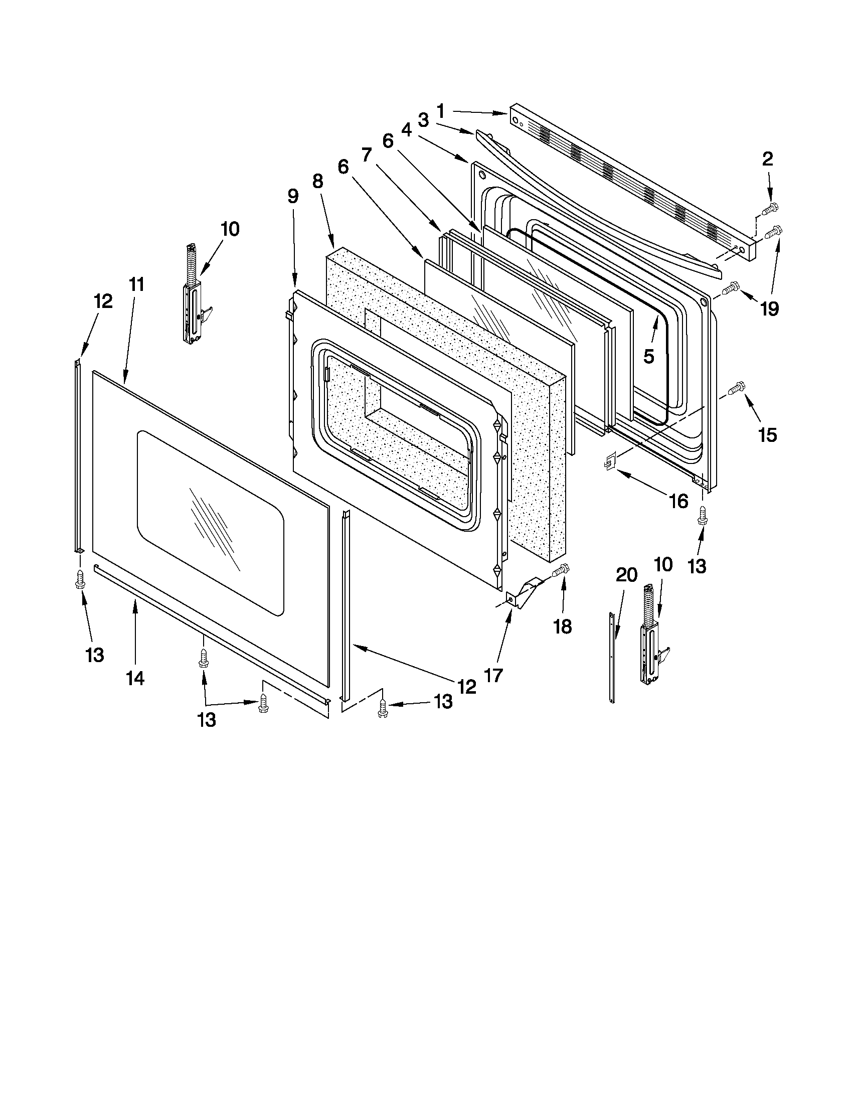 Whirlpool WFE381LVS0 door parts diagram