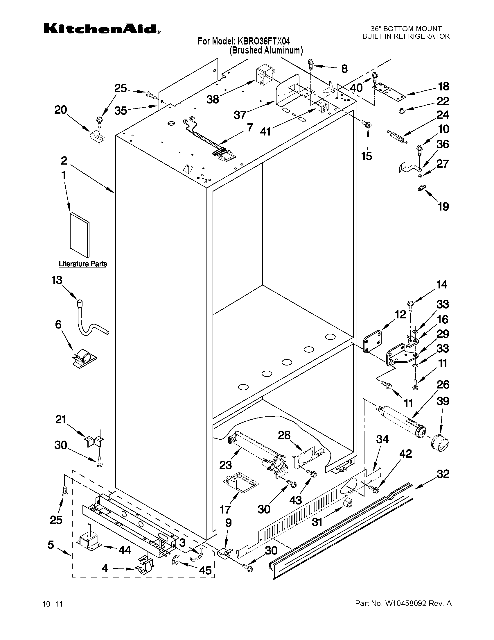 KitchenAid KBRO36FTX04 cabinet parts diagram