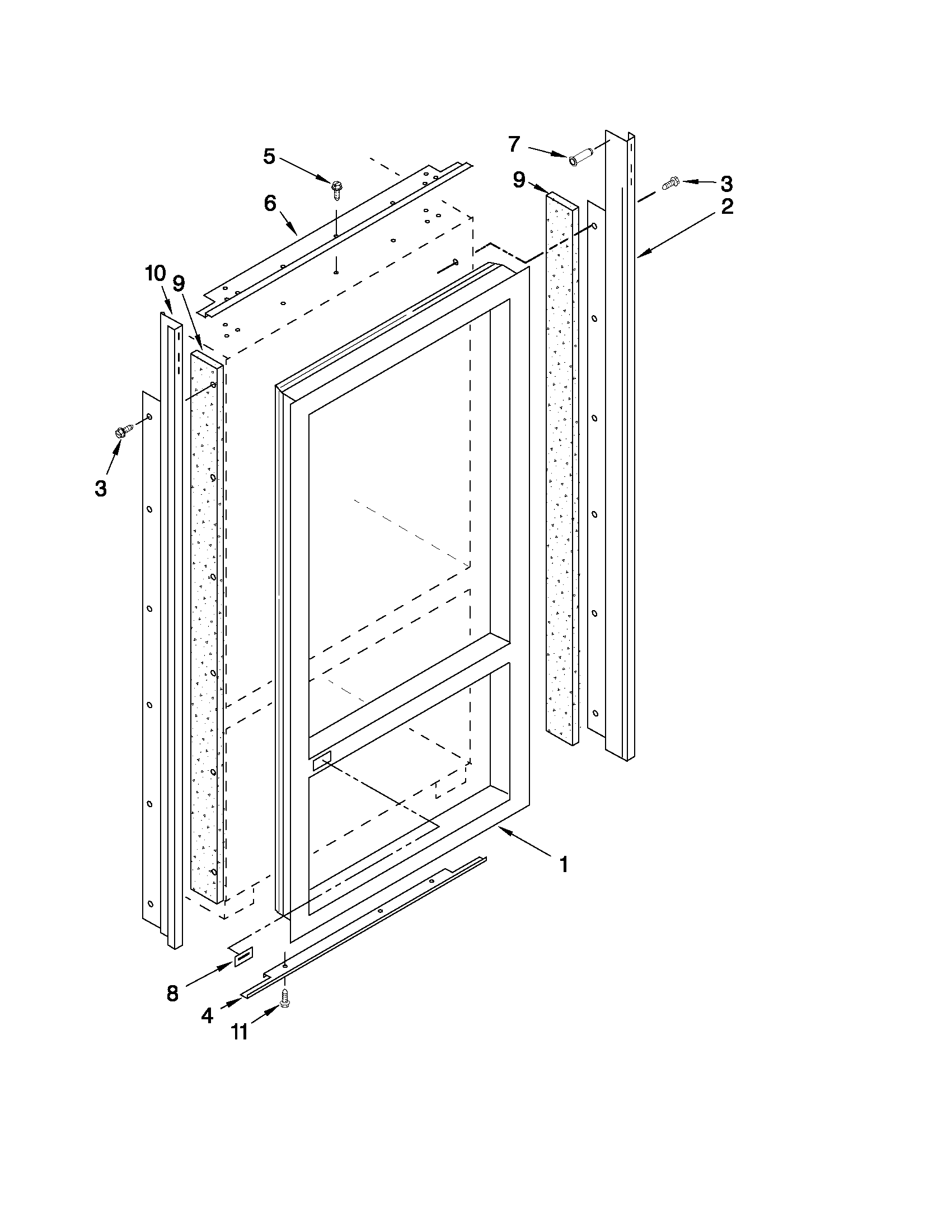 KitchenAid KBRO36FTX04 cabinet and breaker trim parts diagram