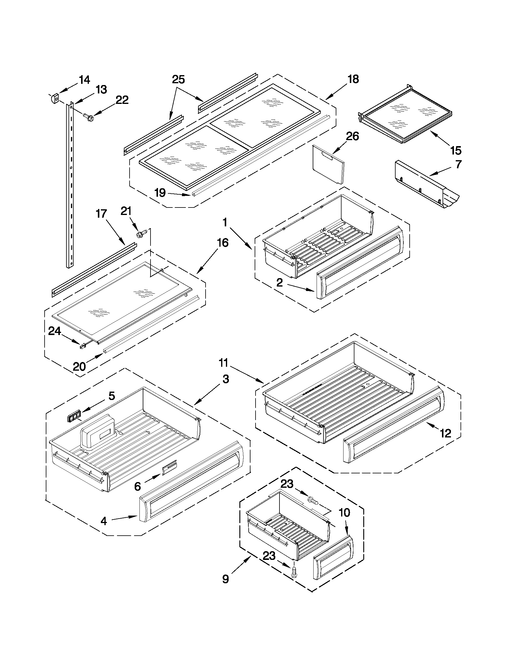 KitchenAid KBRO36FTX04 shelf parts diagram