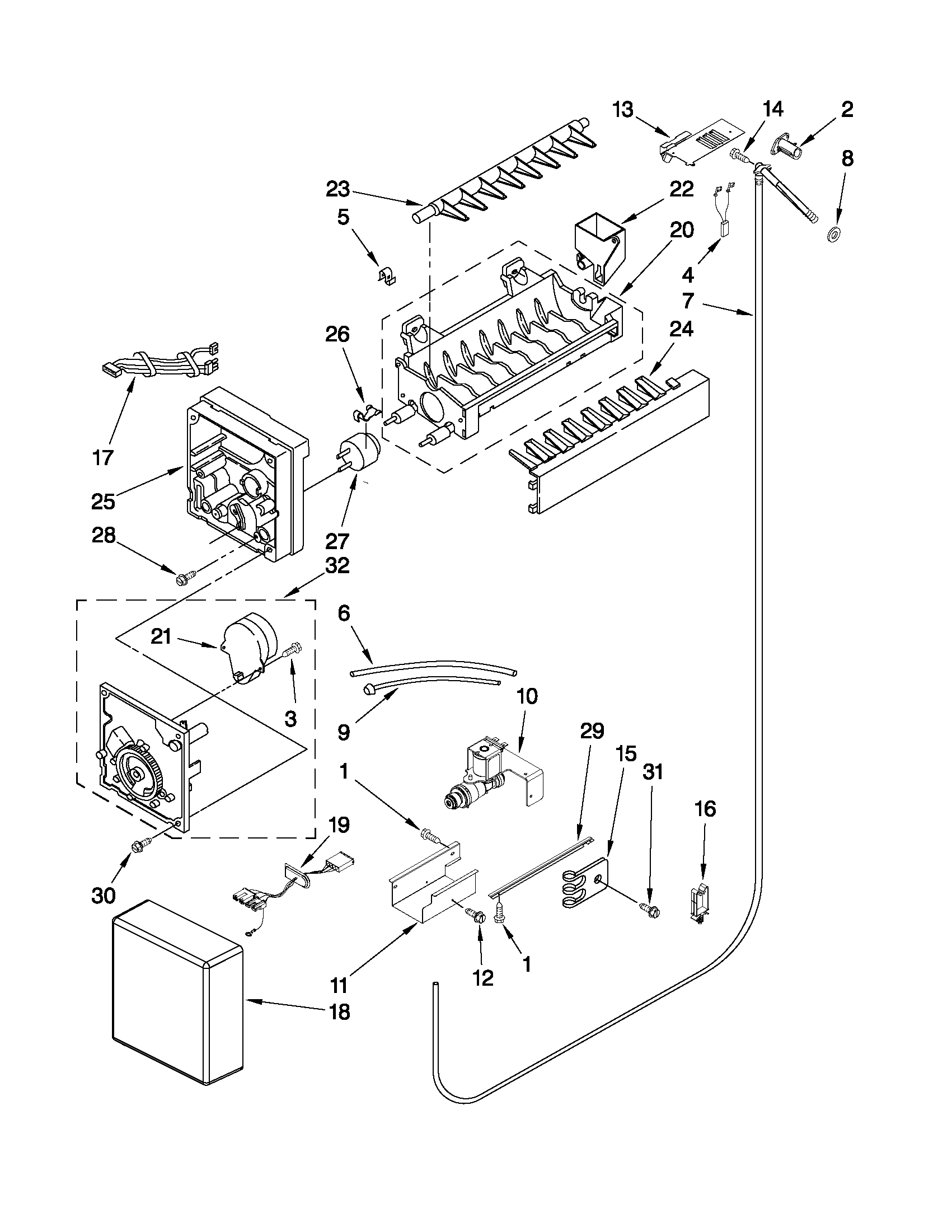 KitchenAid KBRO36FTX04 icemaker parts diagram