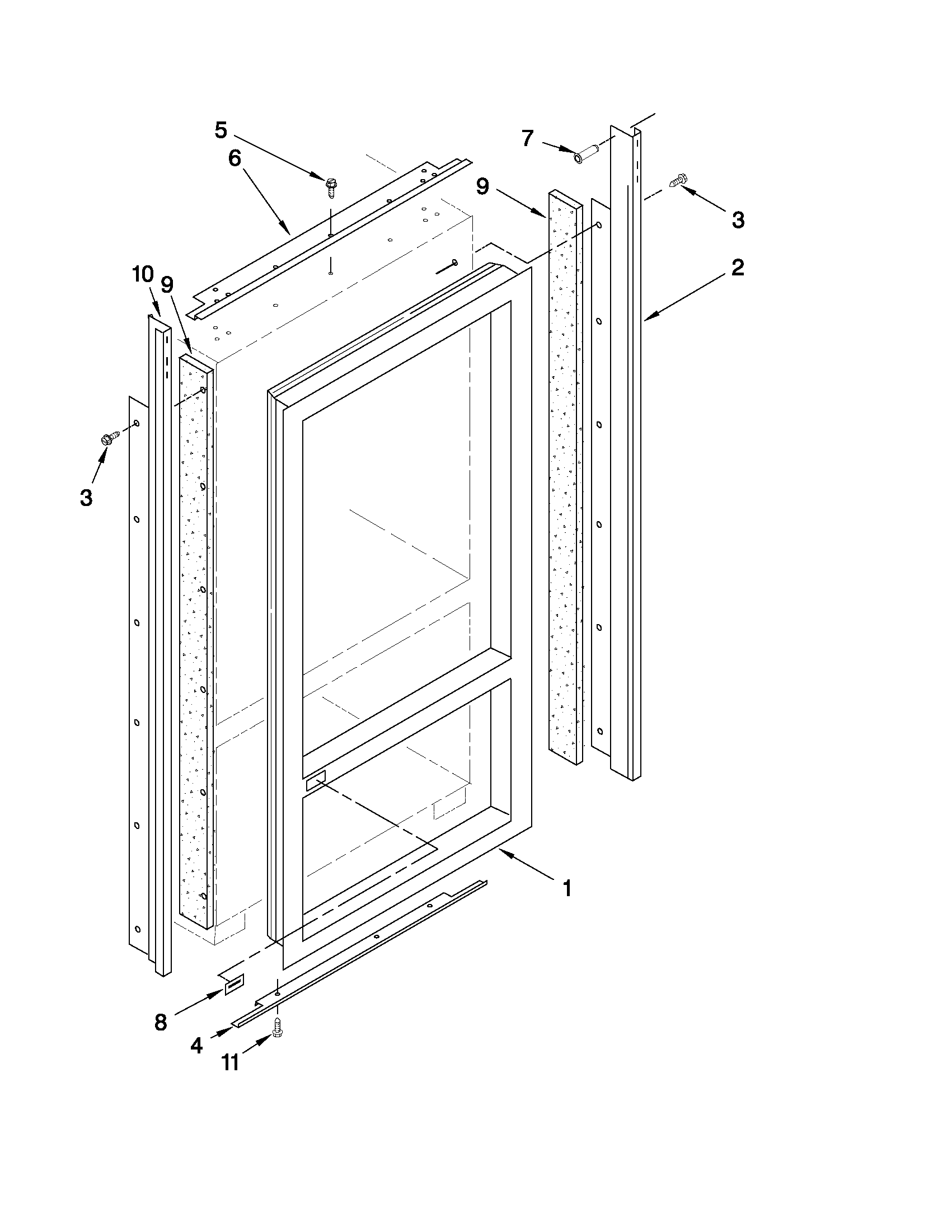 KitchenAid KBRC36FTS04 cabinet and breaker trim parts diagram