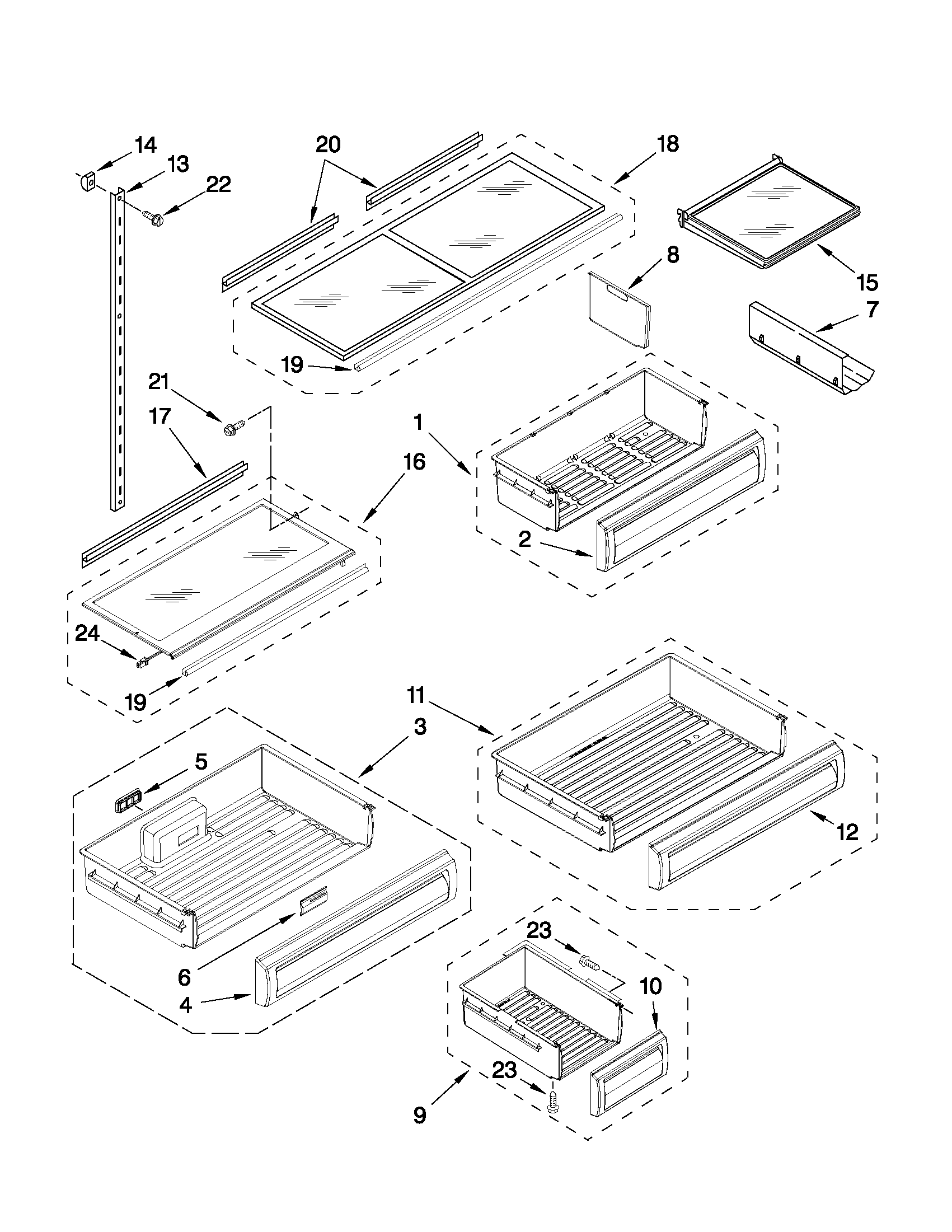 KitchenAid KBRC36FTS04 shelf parts diagram