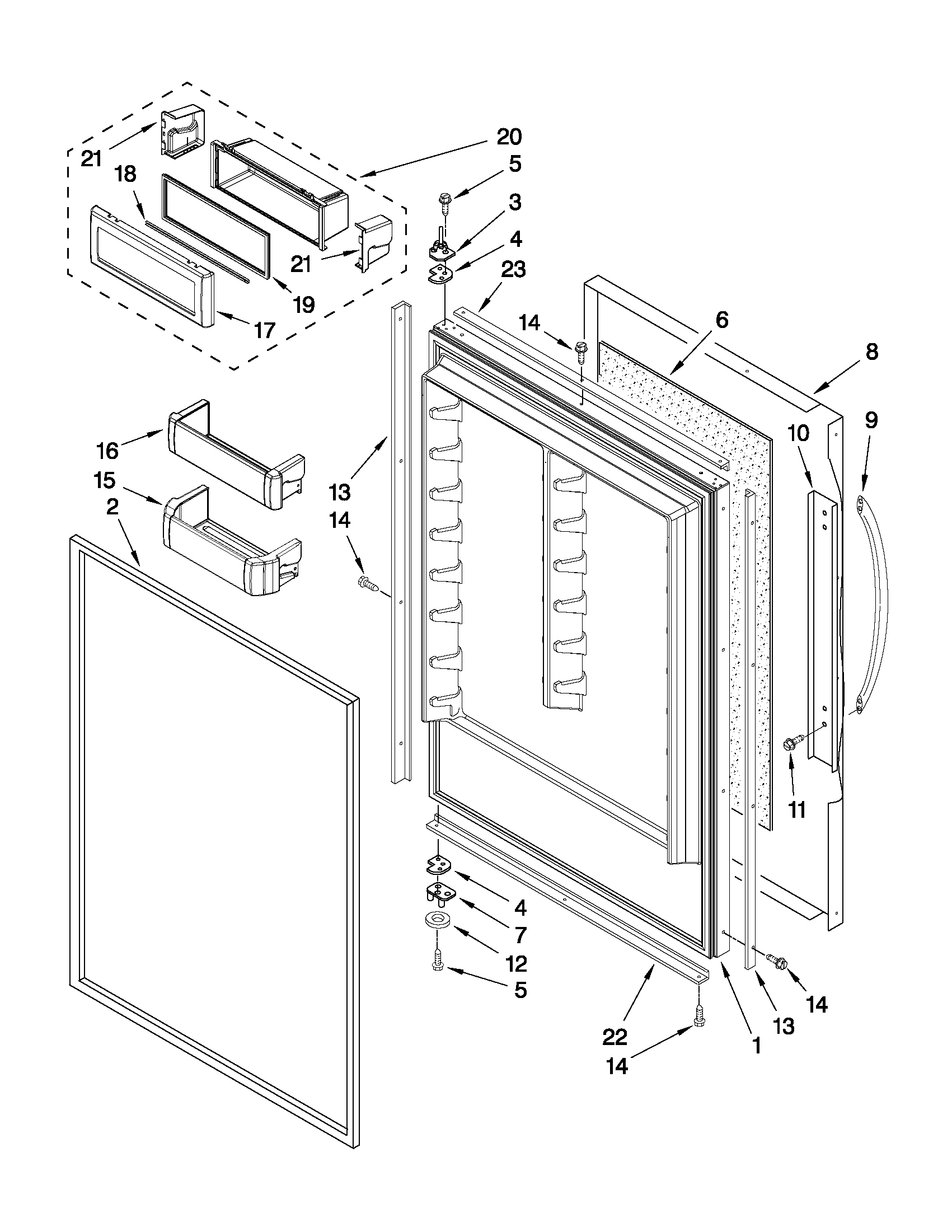 KitchenAid KBRC36FTS04 refrigerator door parts diagram