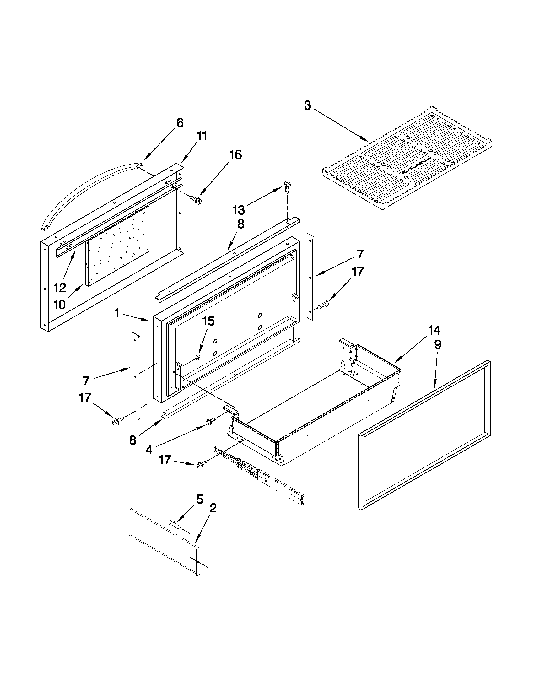 KitchenAid KBRC36FTS04 freezer door and basket parts diagram