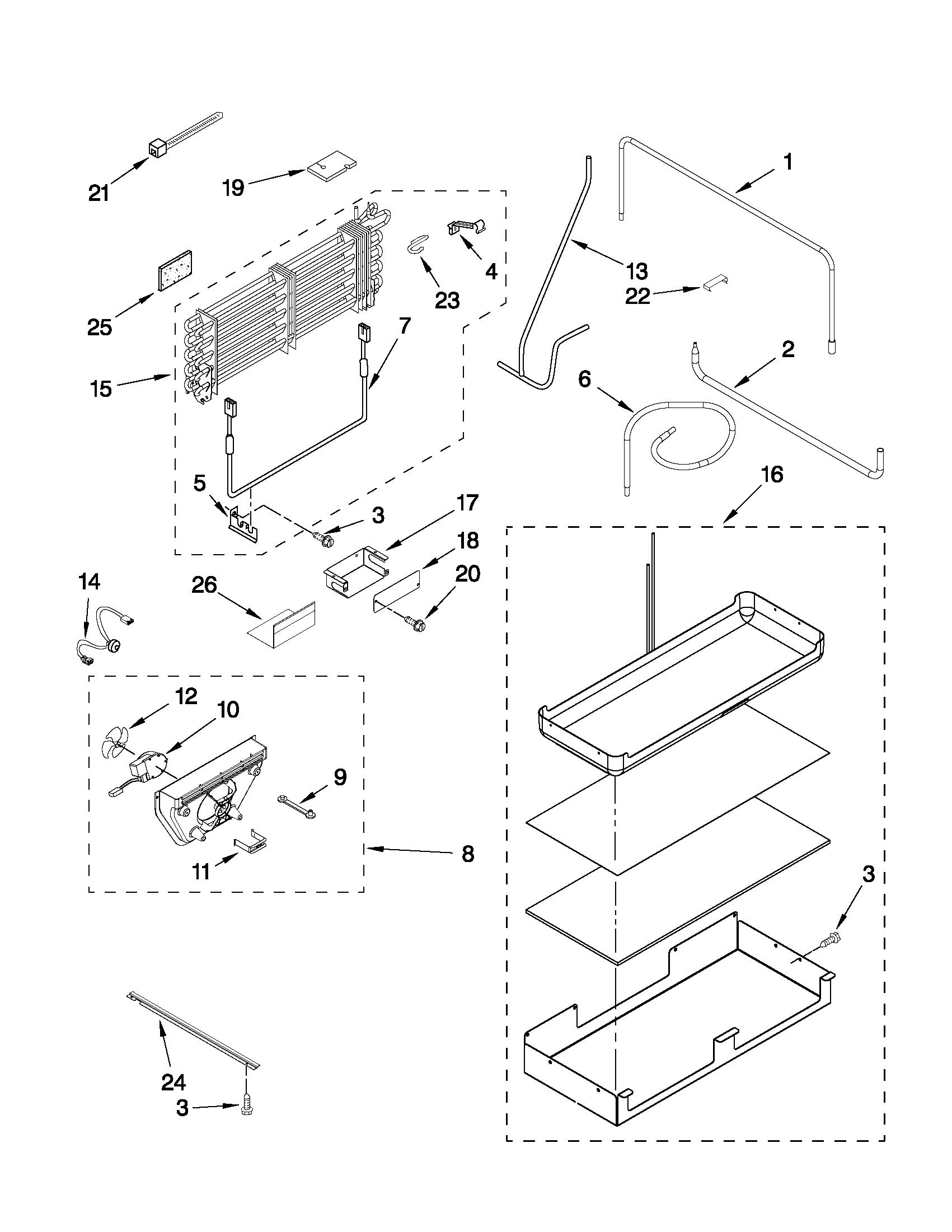 KitchenAid KBRC36FTS04 lower unit and tube parts diagram