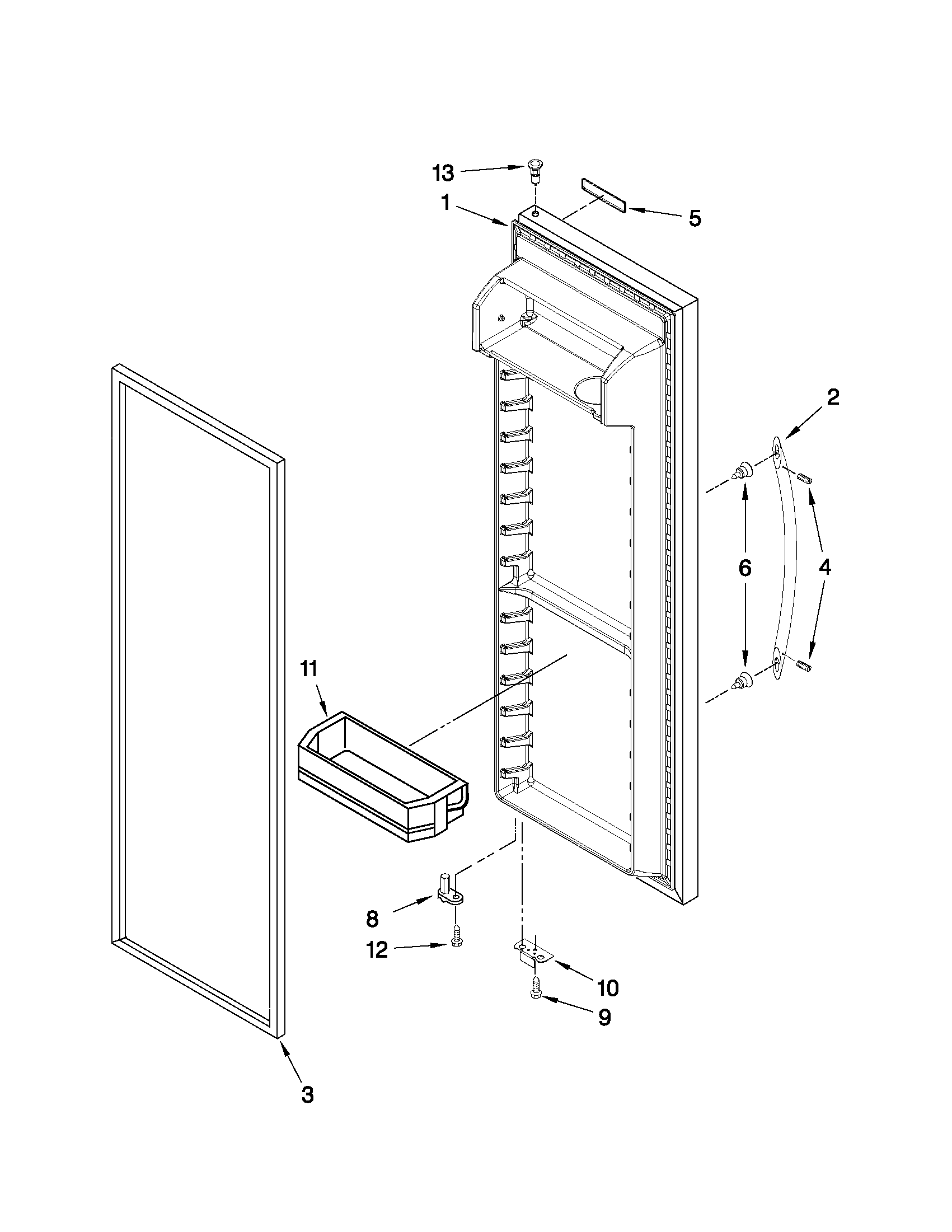 KitchenAid KSRG25FVMS05 refrigerator door parts diagram
