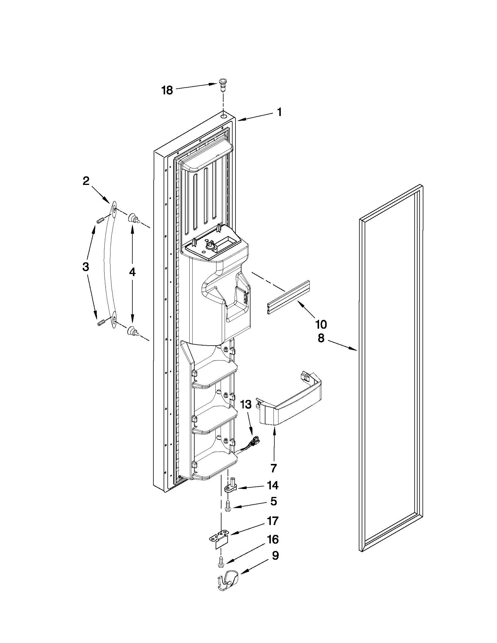 KitchenAid KSRG25FVMS05 freezer door parts diagram