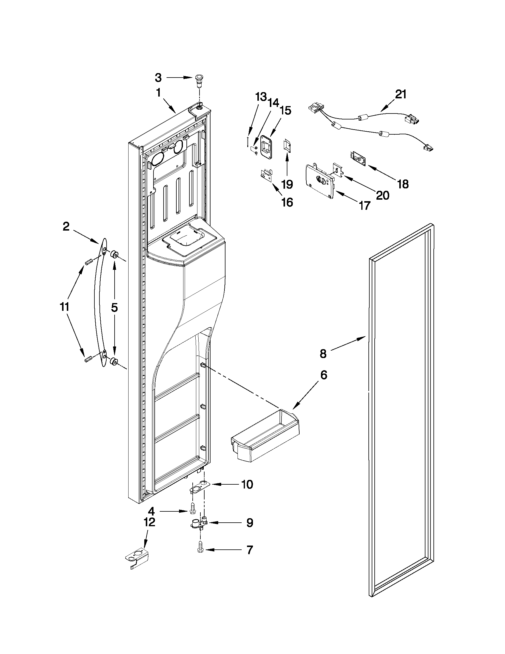 Whirlpool 7GSC22C6XY01 freezer door parts diagram