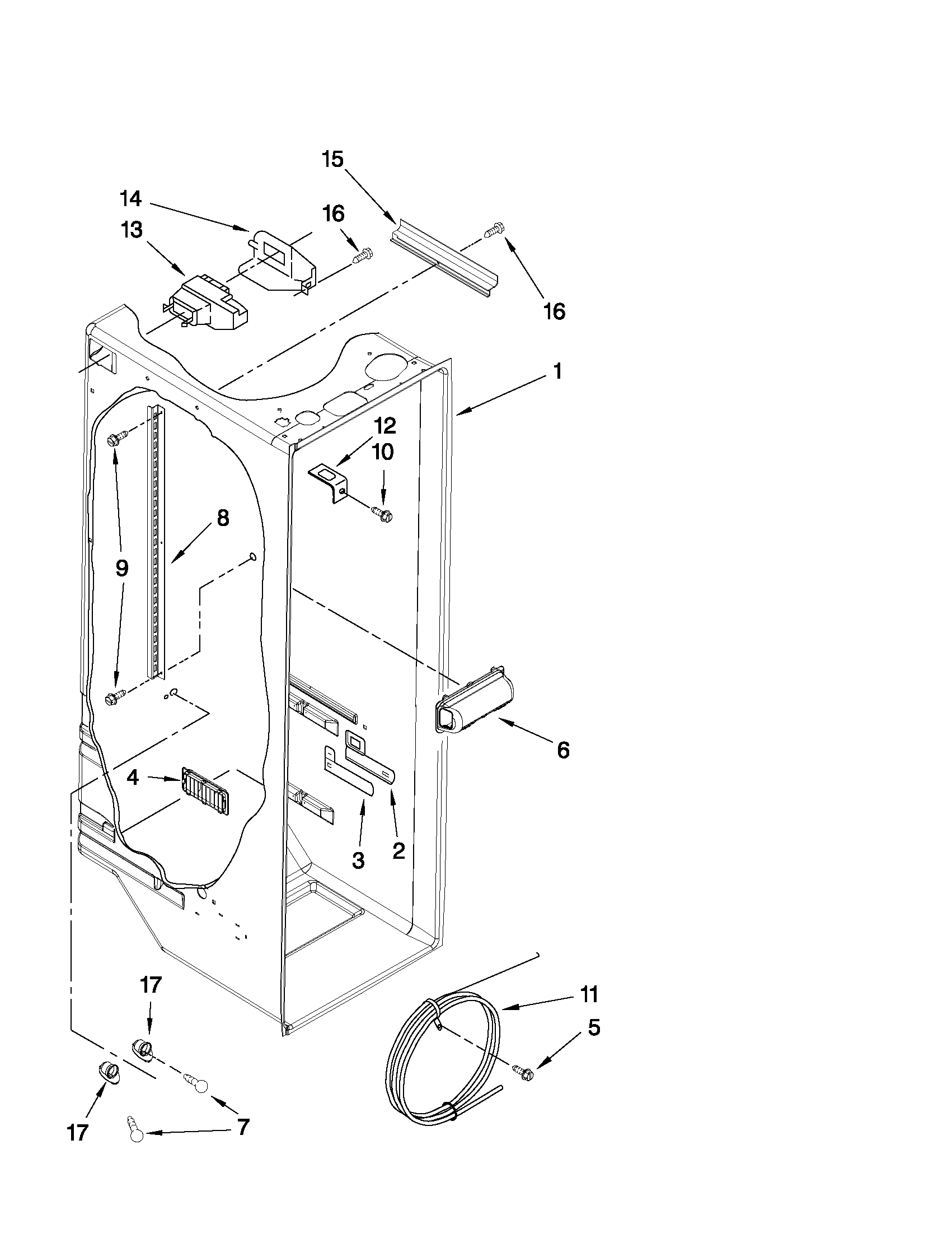 Whirlpool 6GD25DCXHS14 refrigerator liner parts diagram
