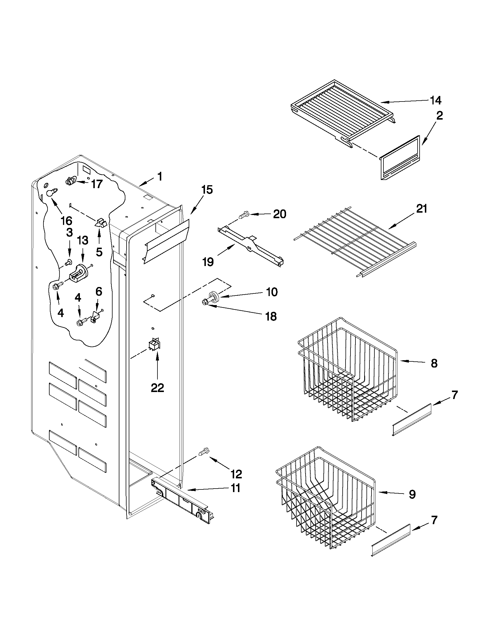 Whirlpool 6GD25DCXHS14 freezer liner parts diagram