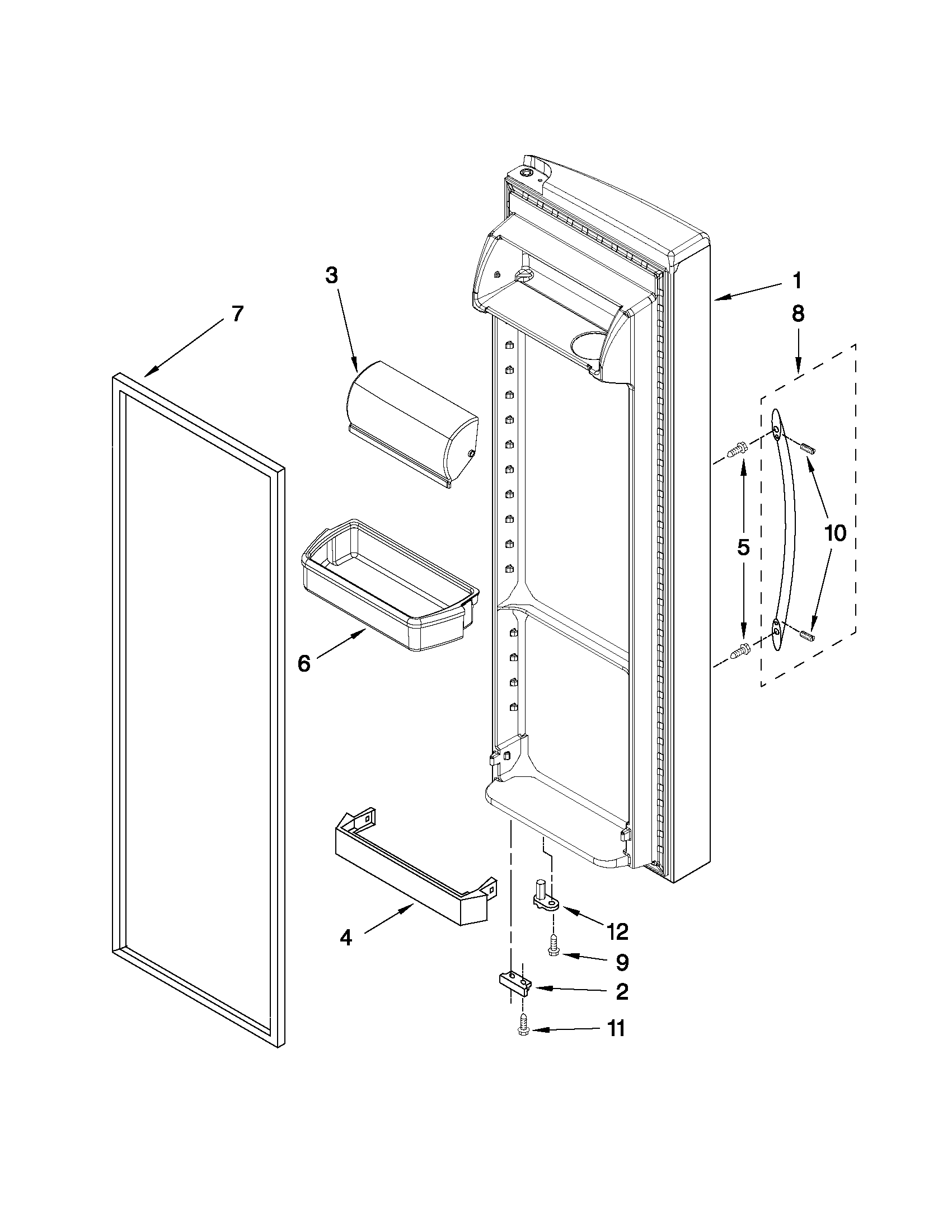 Whirlpool 6GD25DCXHS14 refrigerator door parts diagram