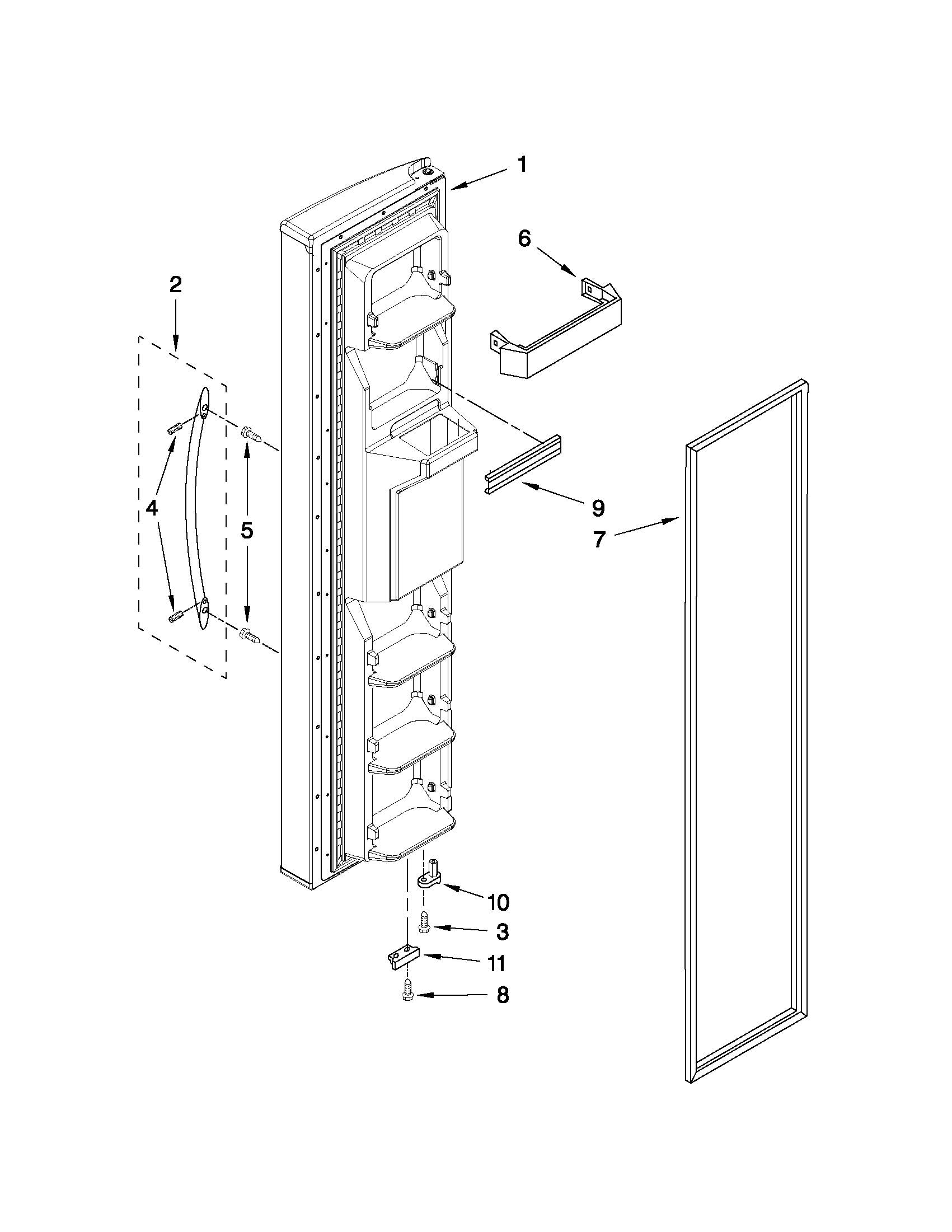 Whirlpool 6GD25DCXHS14 freezer door parts diagram