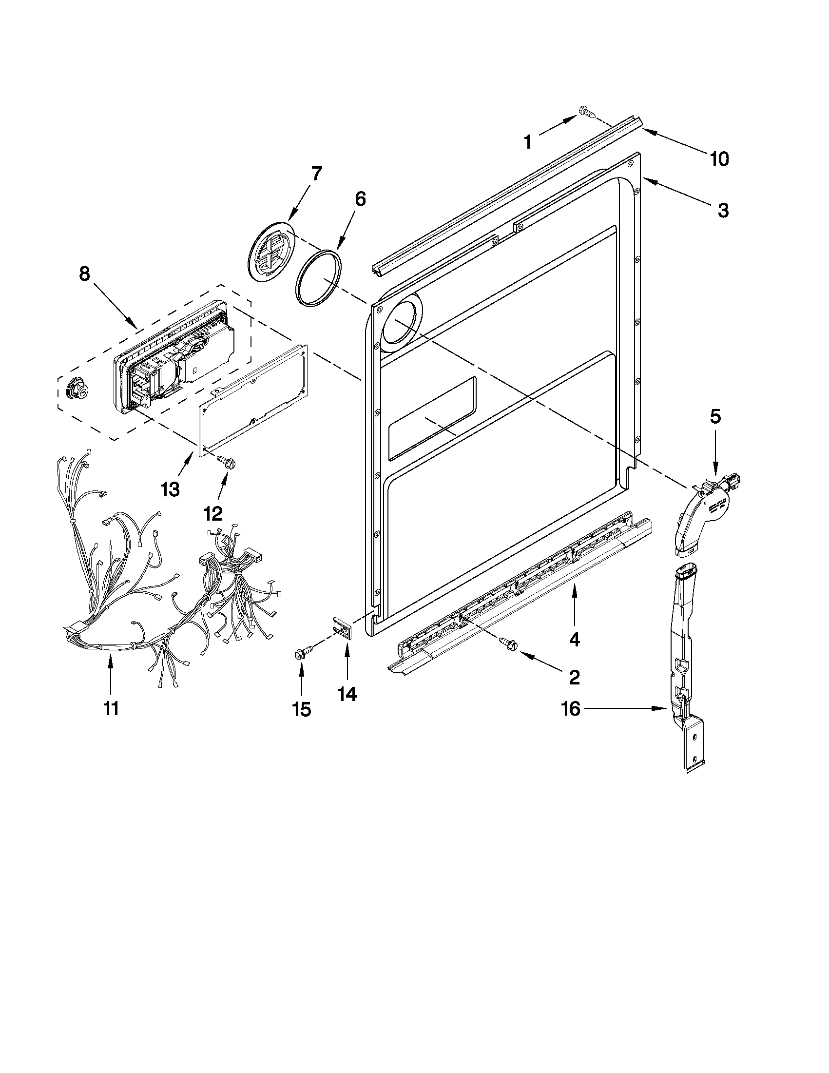KitchenAid KUDE60SXSS3 inner door parts diagram