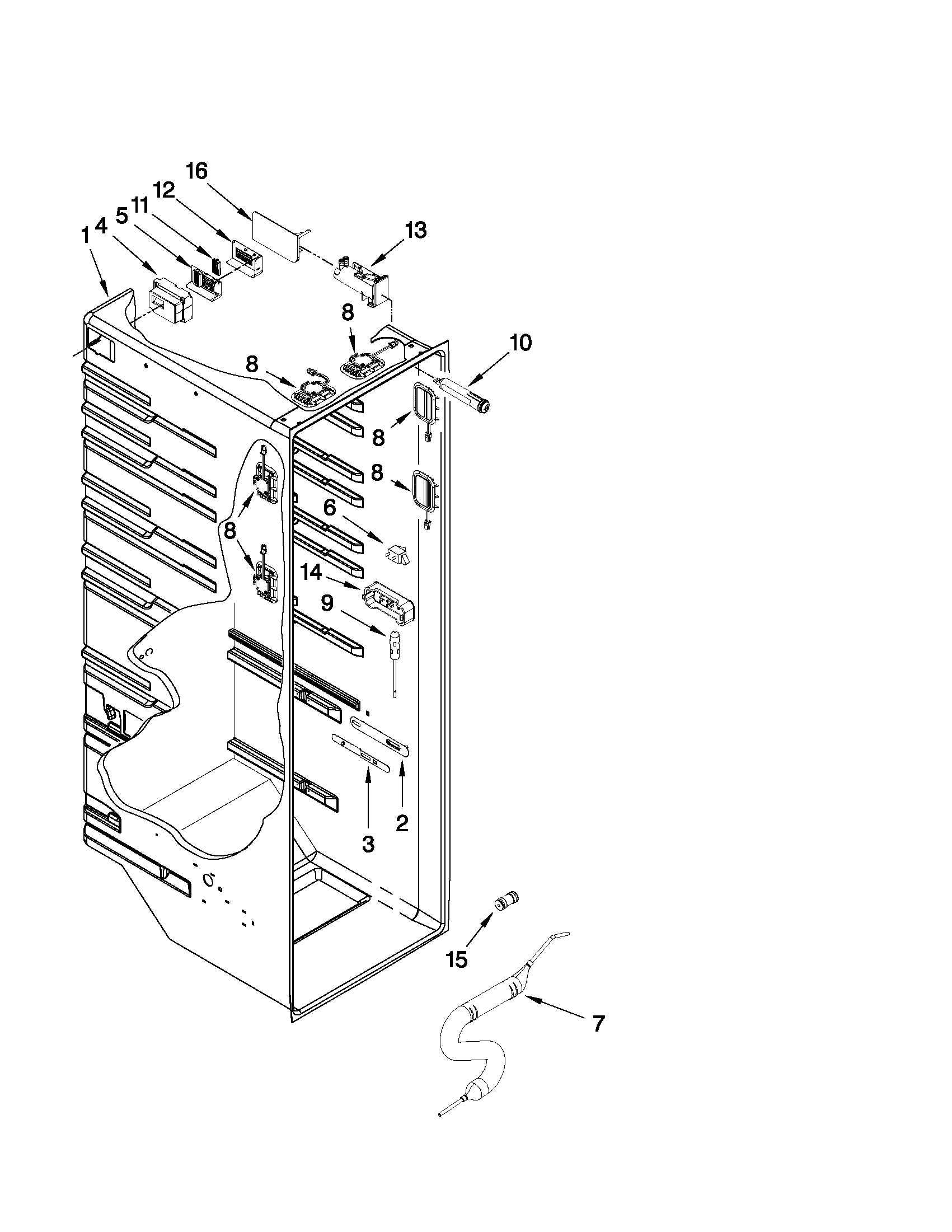 Whirlpool GSC25C5EYY01 refrigerator liner parts diagram