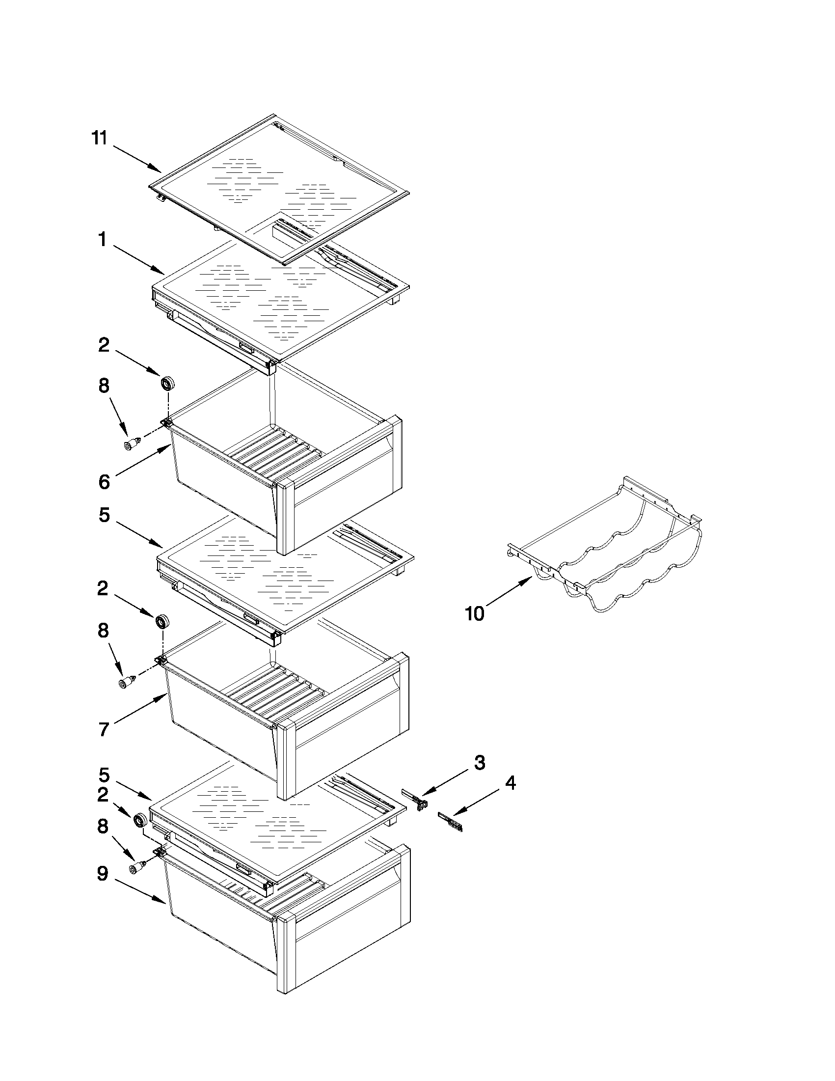 Whirlpool GSC25C5EYY01 refrigerator shelf parts diagram