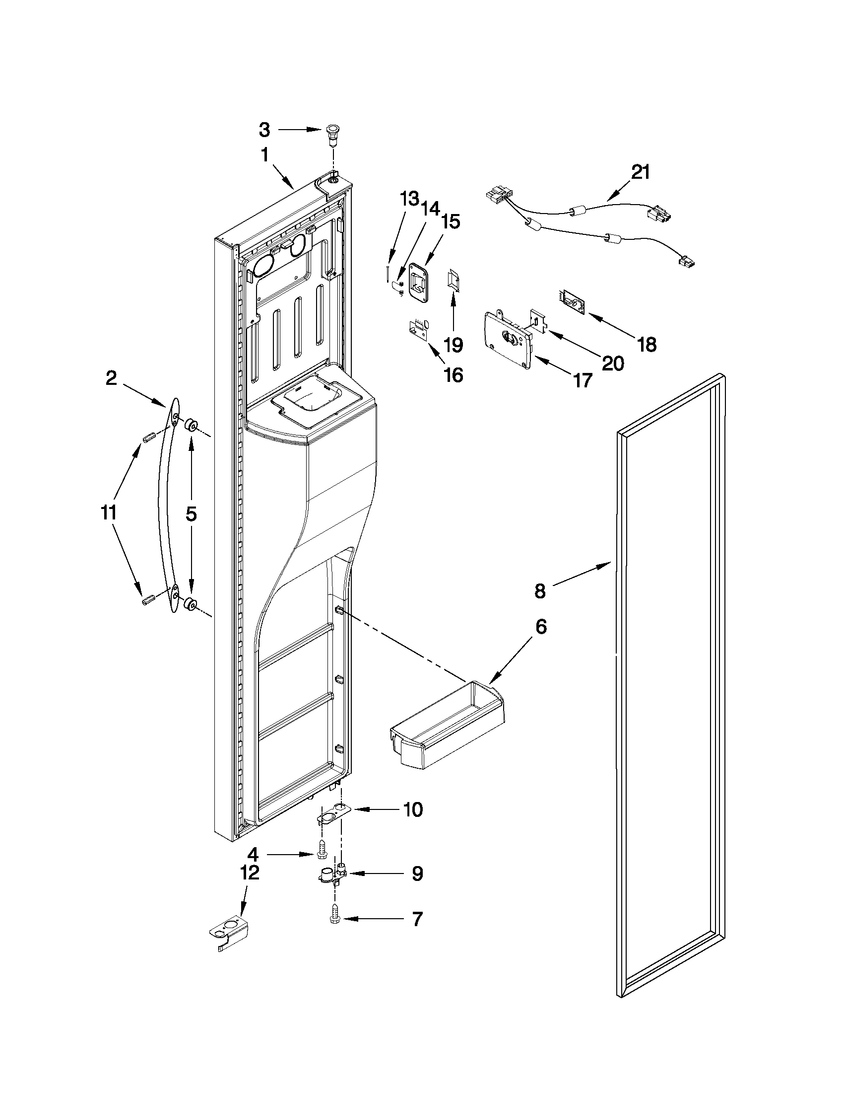 Whirlpool GSC25C5EYY01 freezer door parts diagram