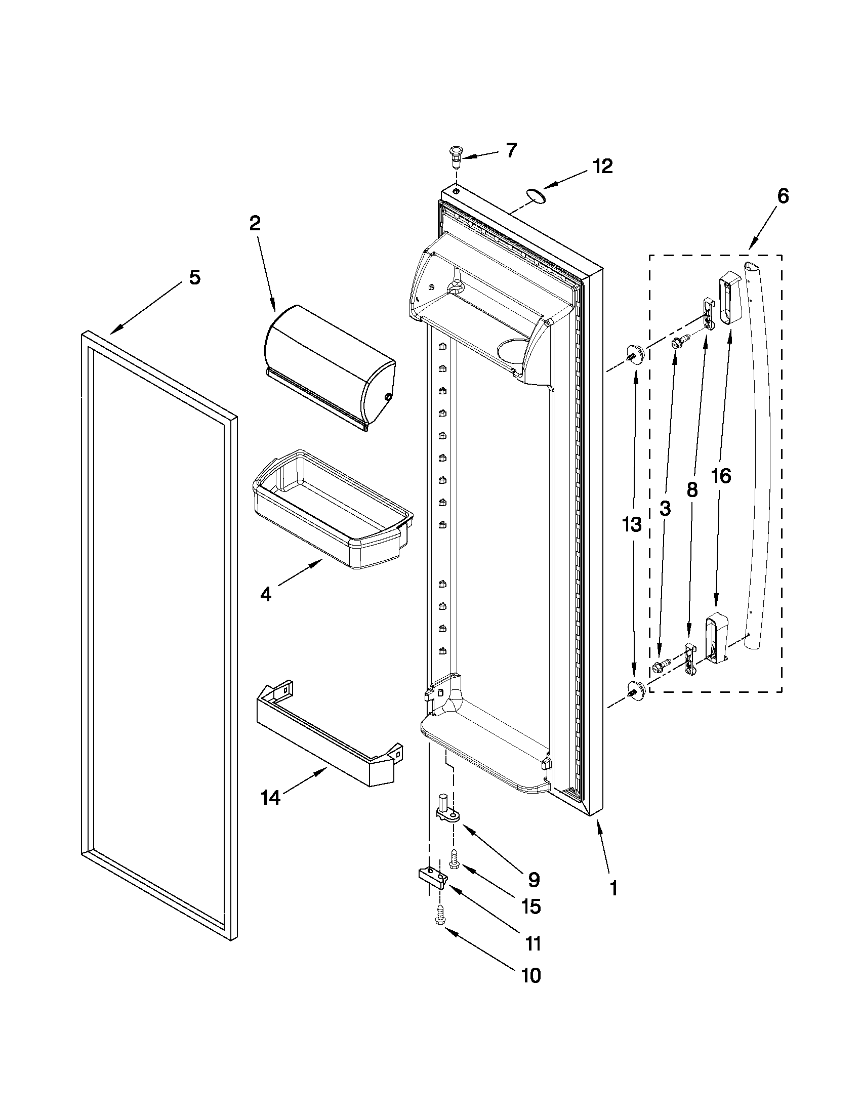 Whirlpool ED5PVEXWS10 refrigerator door parts diagram
