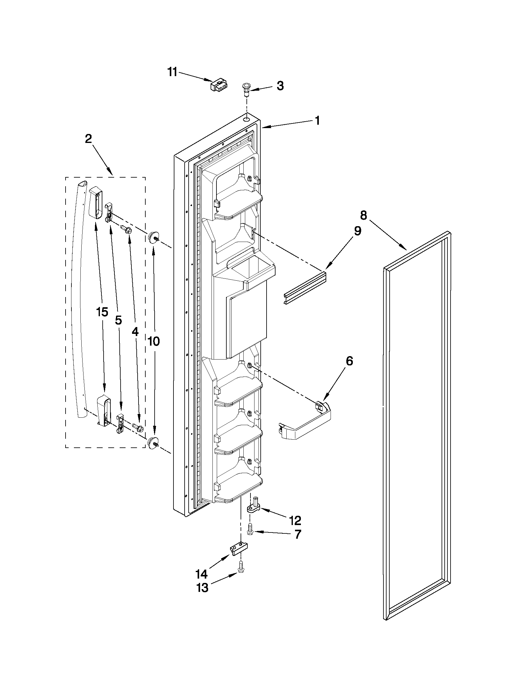 Whirlpool ED5PVEXWS10 freezer door parts diagram
