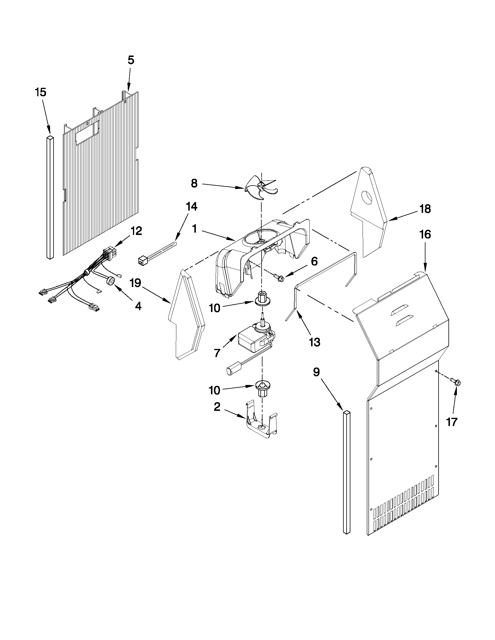 Whirlpool ED5PVEXWS10 air flow parts diagram