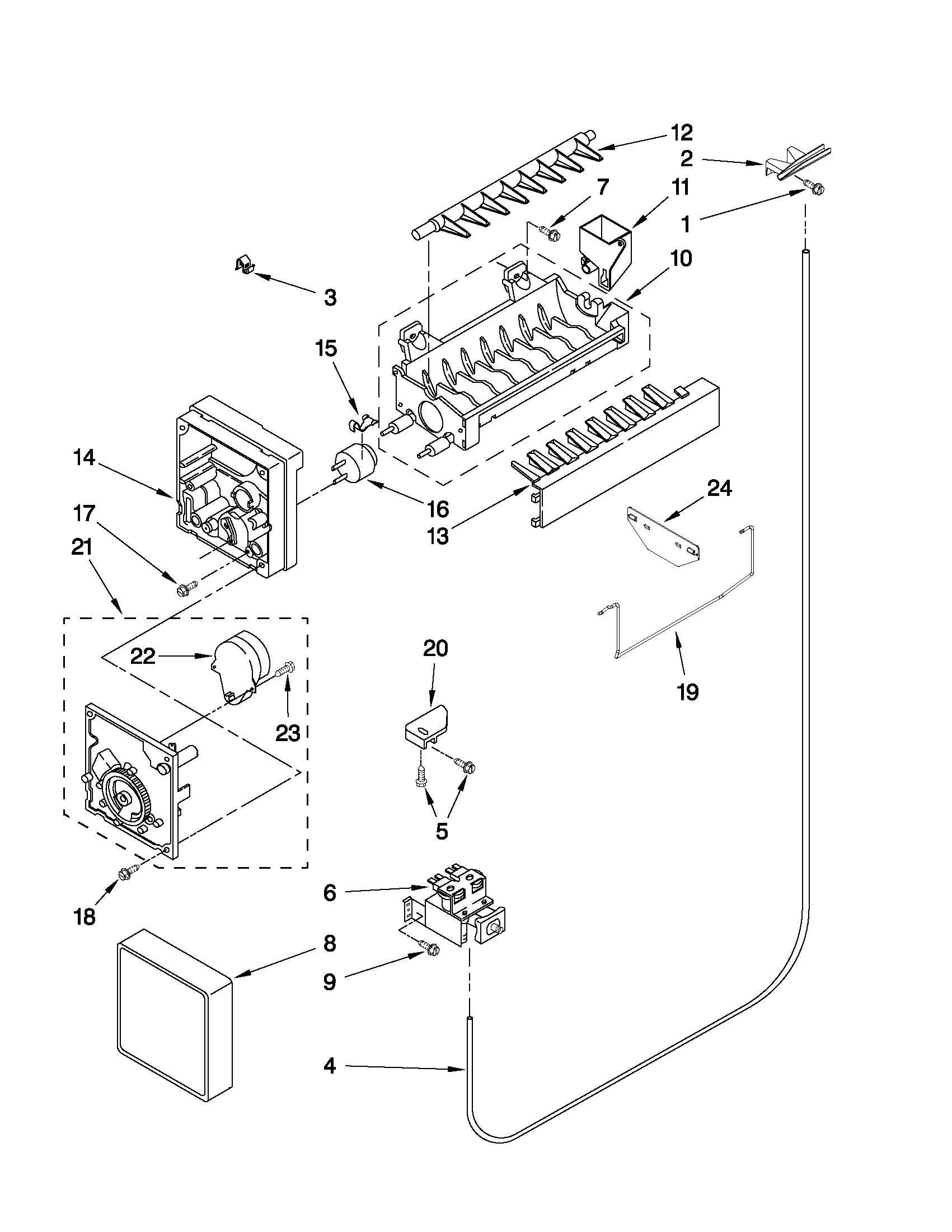 Whirlpool ED5PVEXWS10 icemaker parts diagram