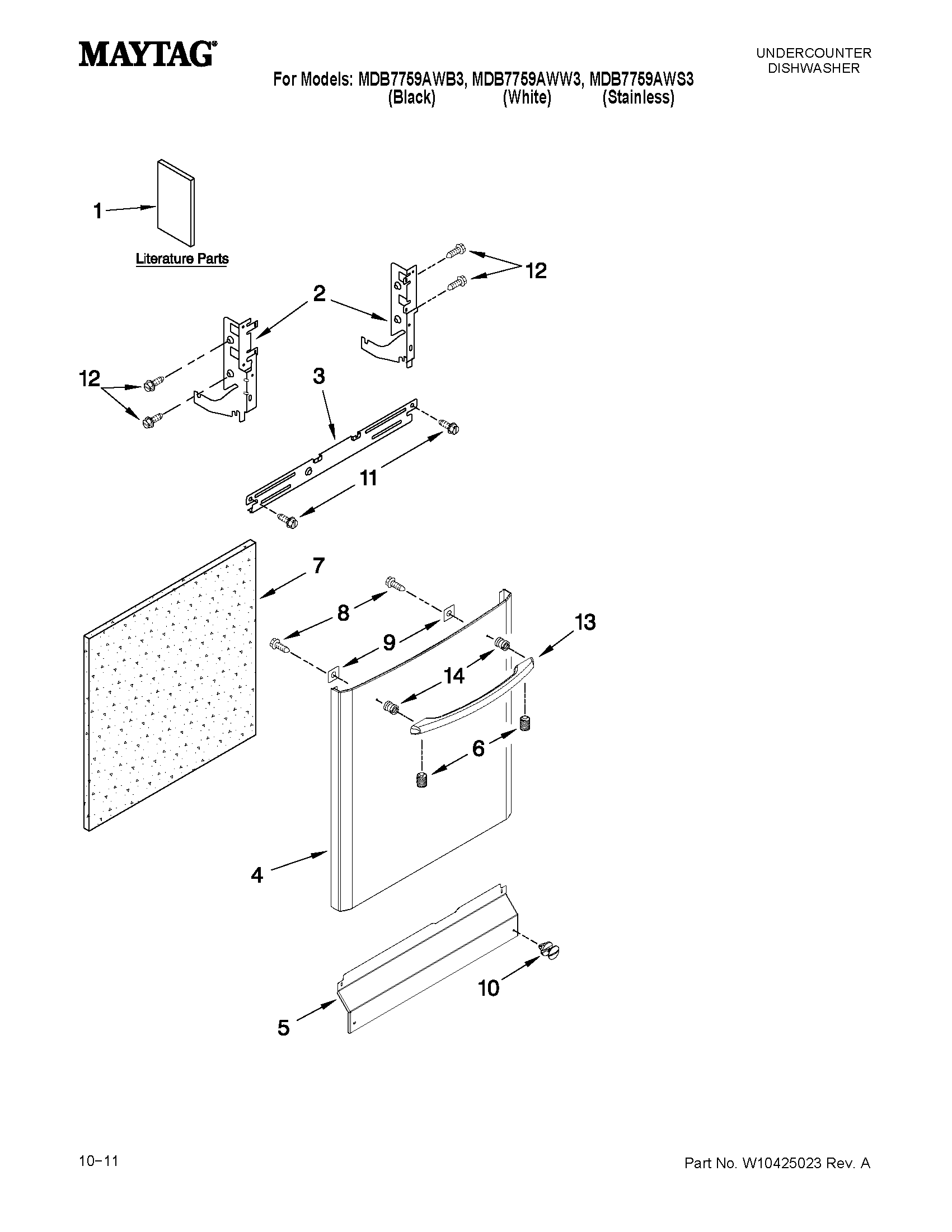 Maytag MDB7759AWB3 door and panel parts diagram