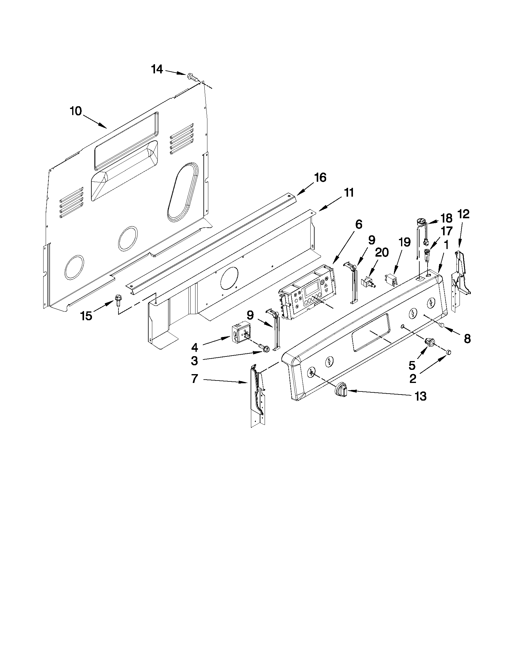 Maytag YMER8670AS0 control panel parts diagram