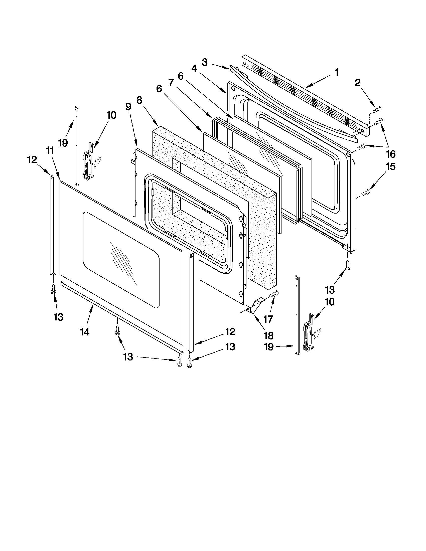 Maytag YMER7662WW2 door parts diagram