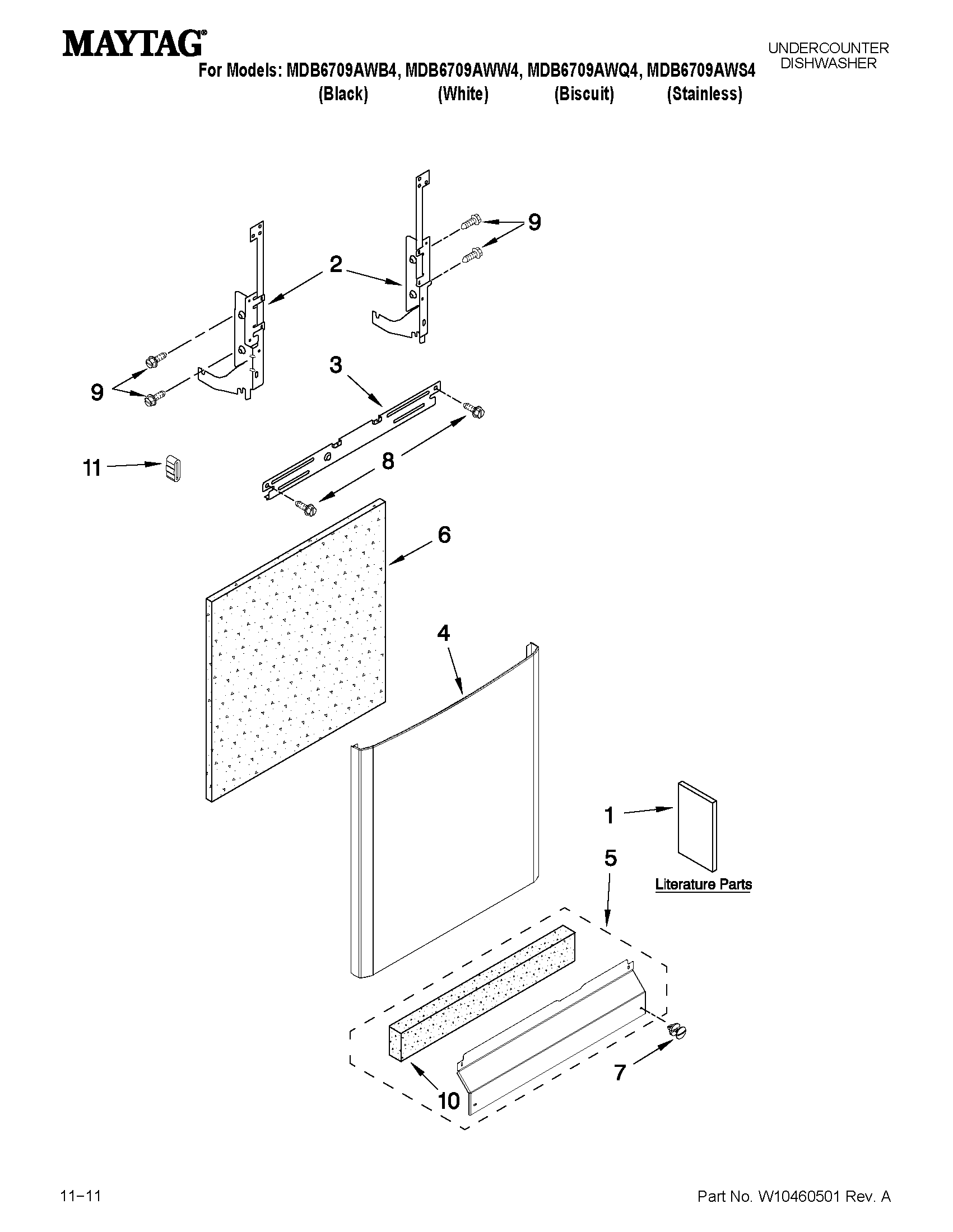 Maytag MDB6709AWW4 door and panel parts diagram