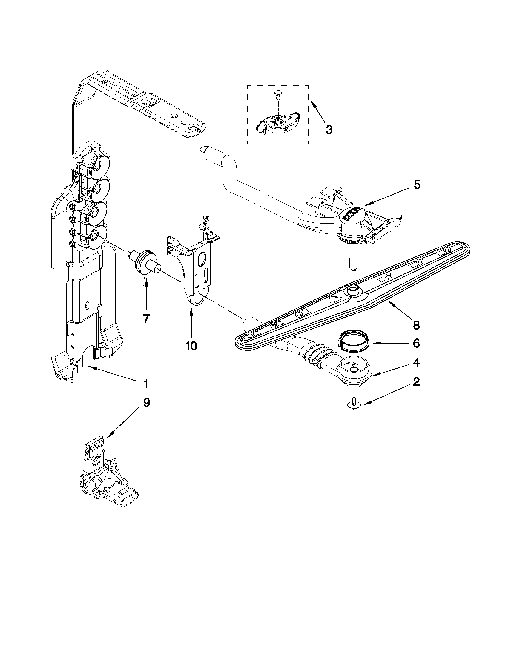 Maytag MDB6709AWW4 upper wash and rinse parts diagram