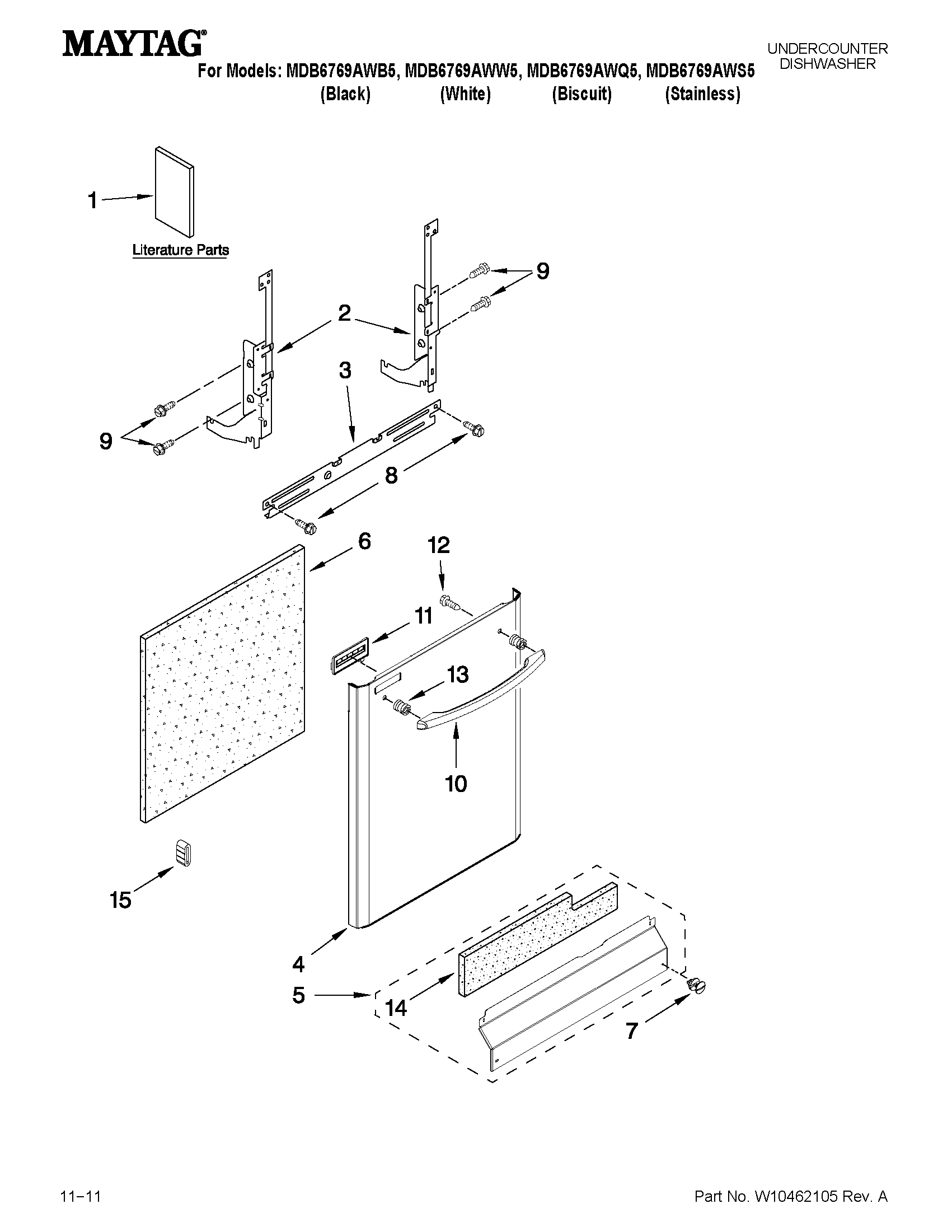Maytag MDB6769AWW5 door and panel parts diagram