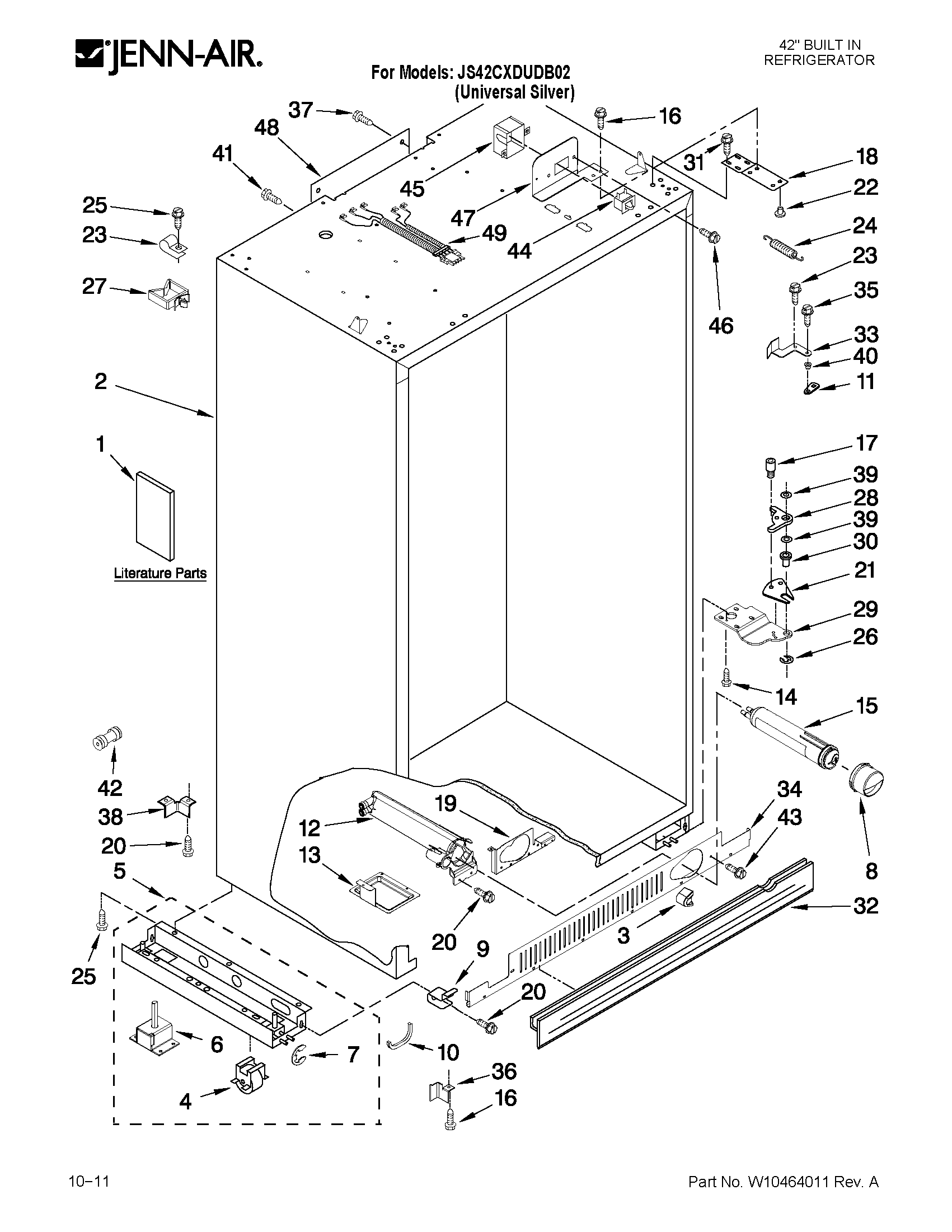 Jenn-Air JS42CXDUDB02 cabinet parts diagram