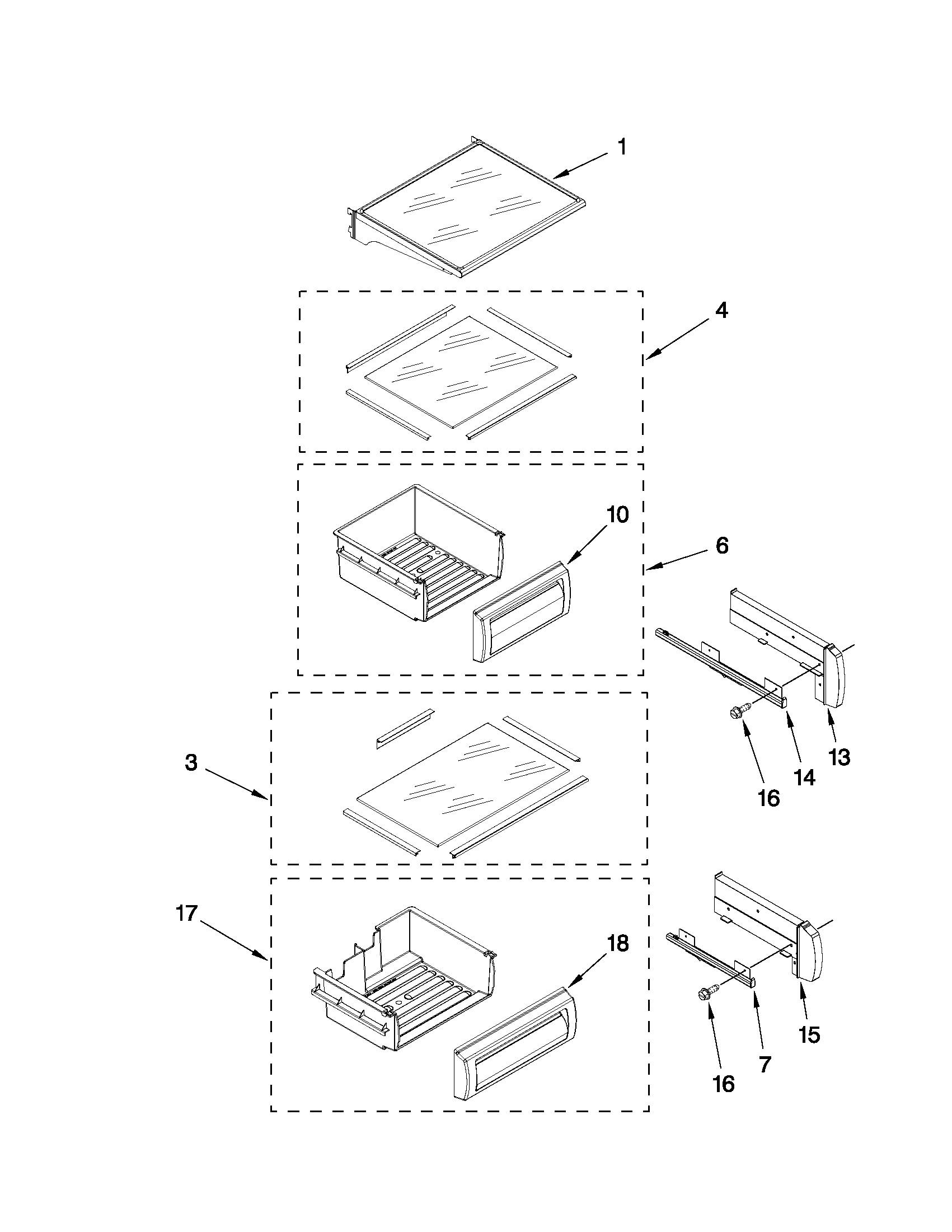 Jenn-Air JS42CXDUDB02 refrigerator shelf parts diagram
