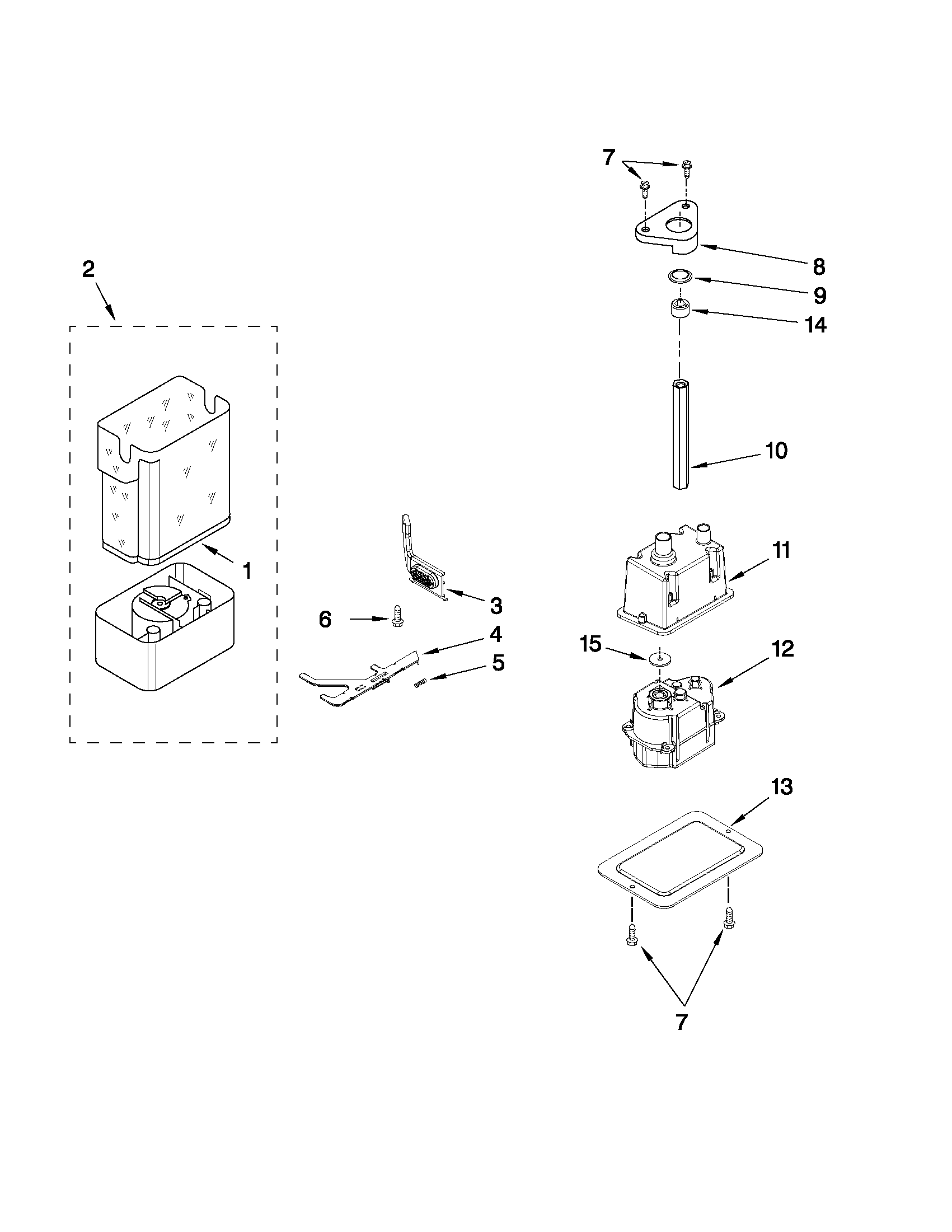 Jenn-Air JS42CXDUDB02 motor and ice container parts diagram