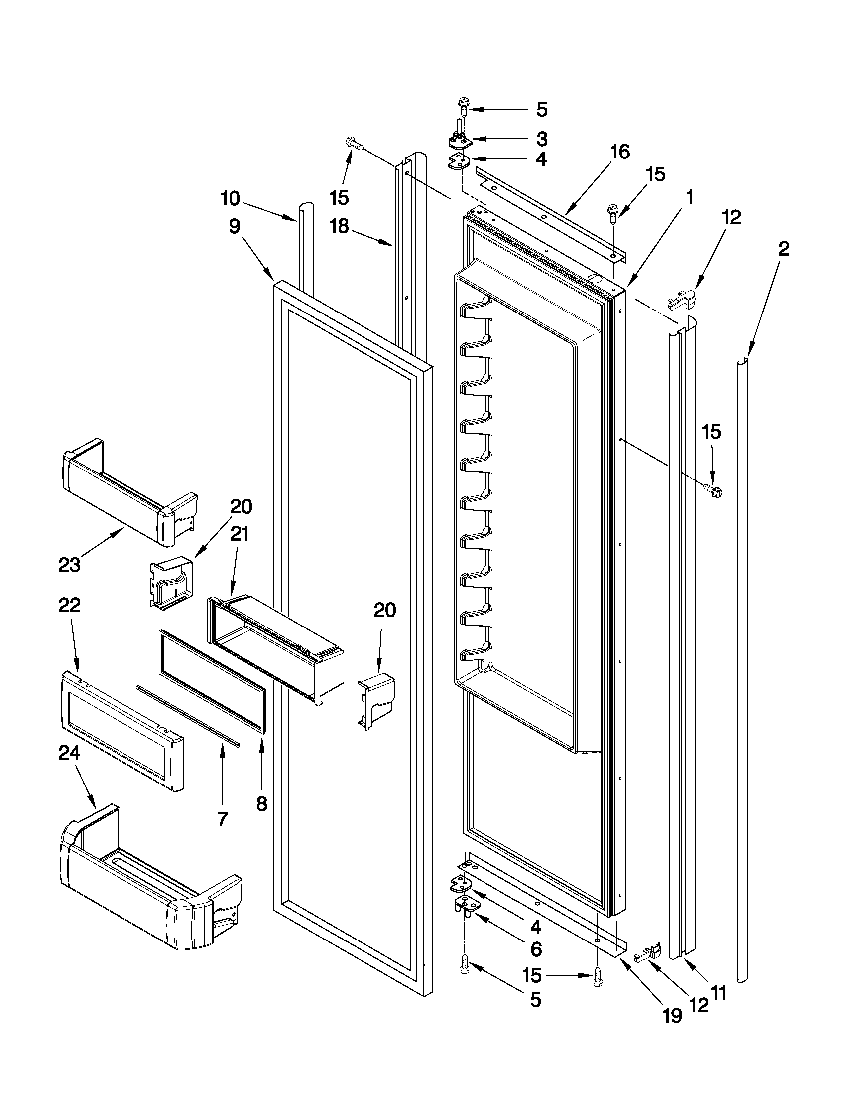 Jenn-Air JS42CXDUDB02 refrigerator door parts diagram