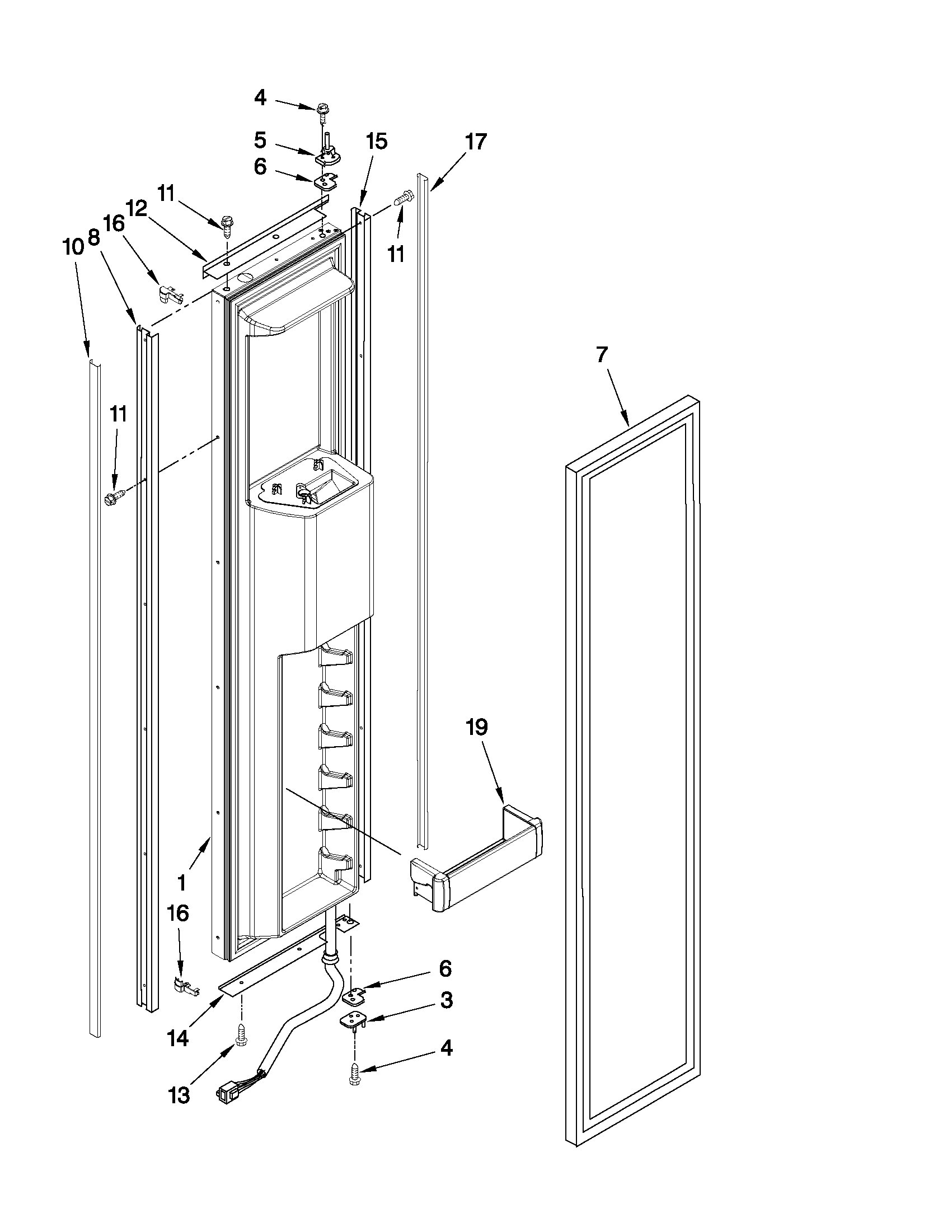 Jenn-Air JS42CXDUDB02 freezer door parts diagram