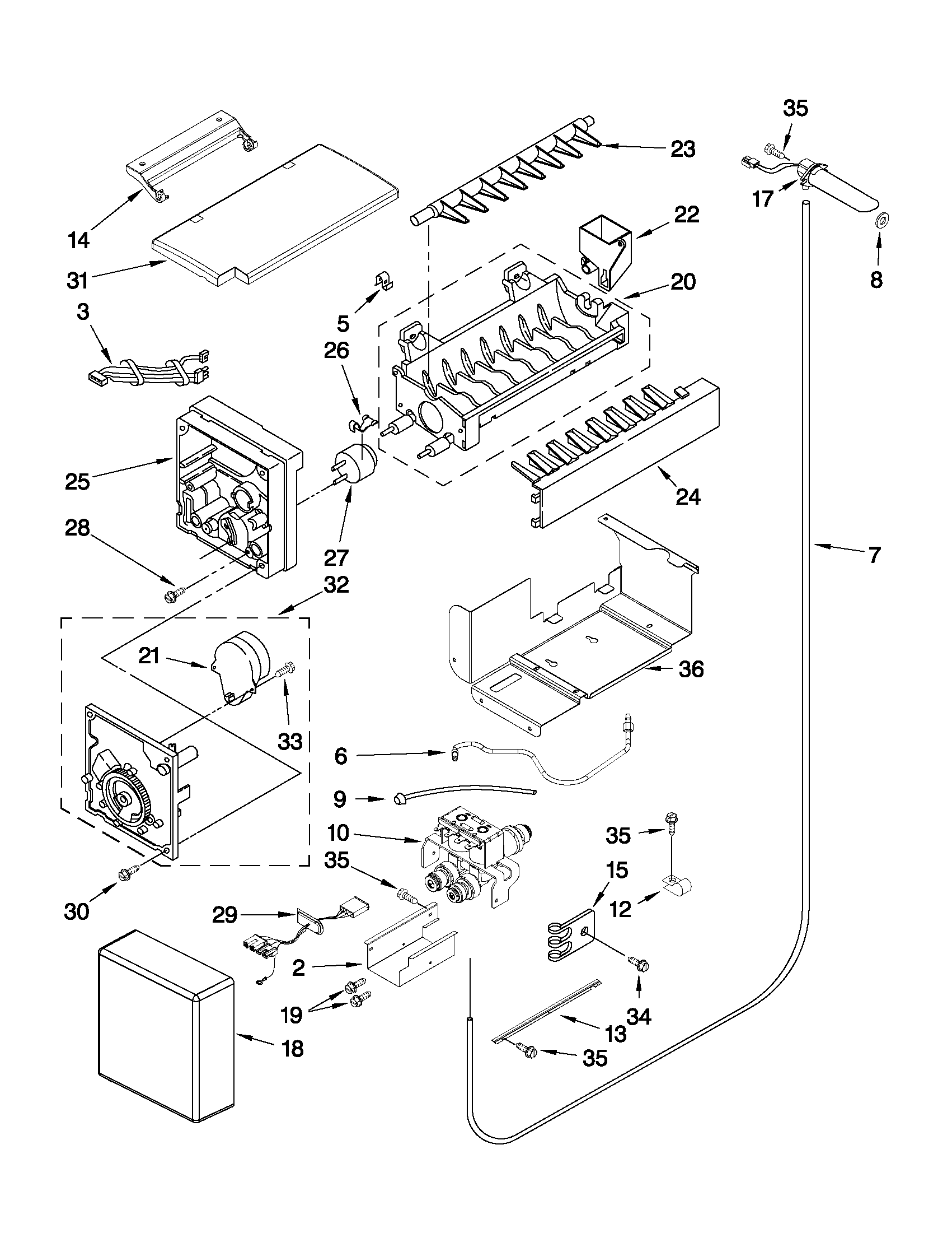 Jenn-Air JS42CXDUDB02 icemaker parts diagram