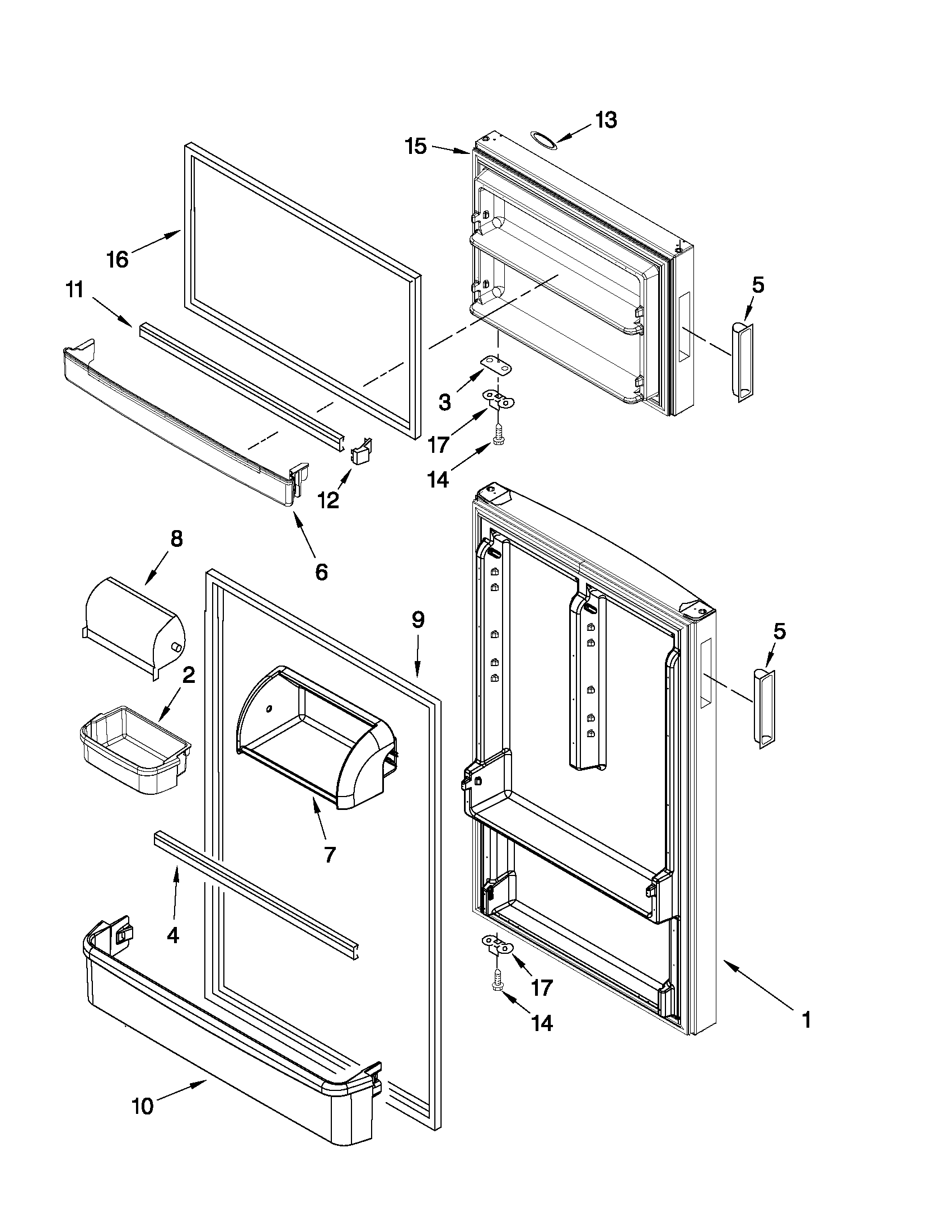 Whirlpool W8FXNGMWQ00 door parts diagram