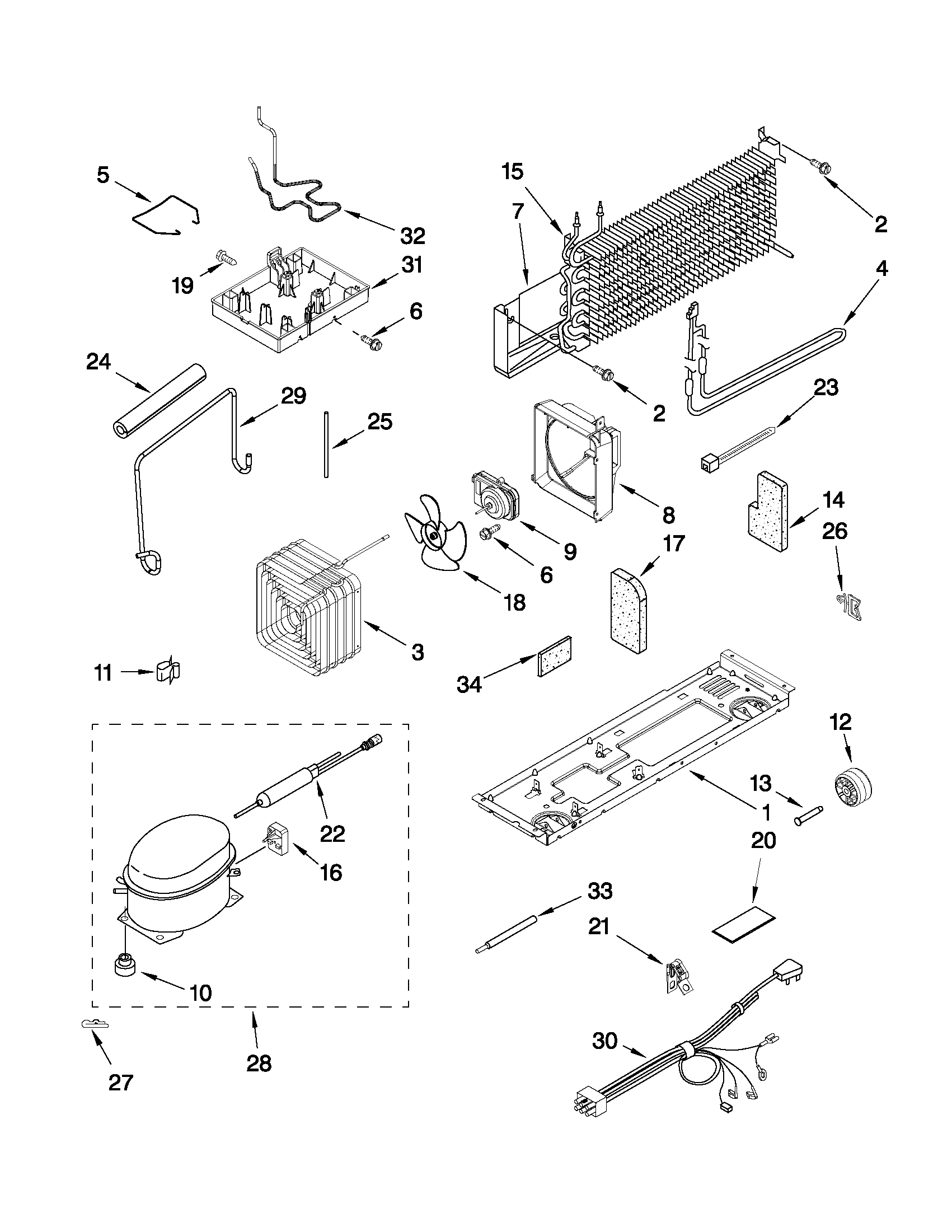 Whirlpool W8FXNGMWQ00 unit parts diagram