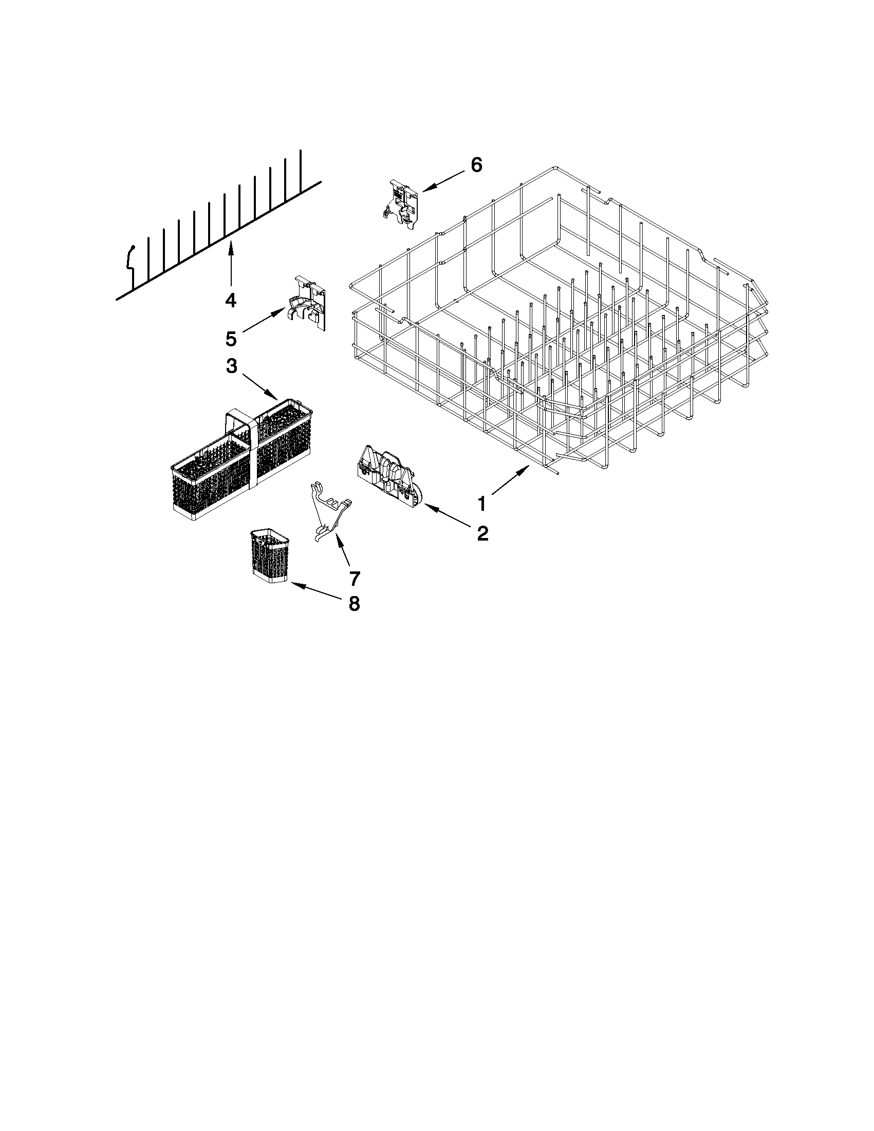 KitchenAid KUDS30FXWH0 lower rack parts diagram